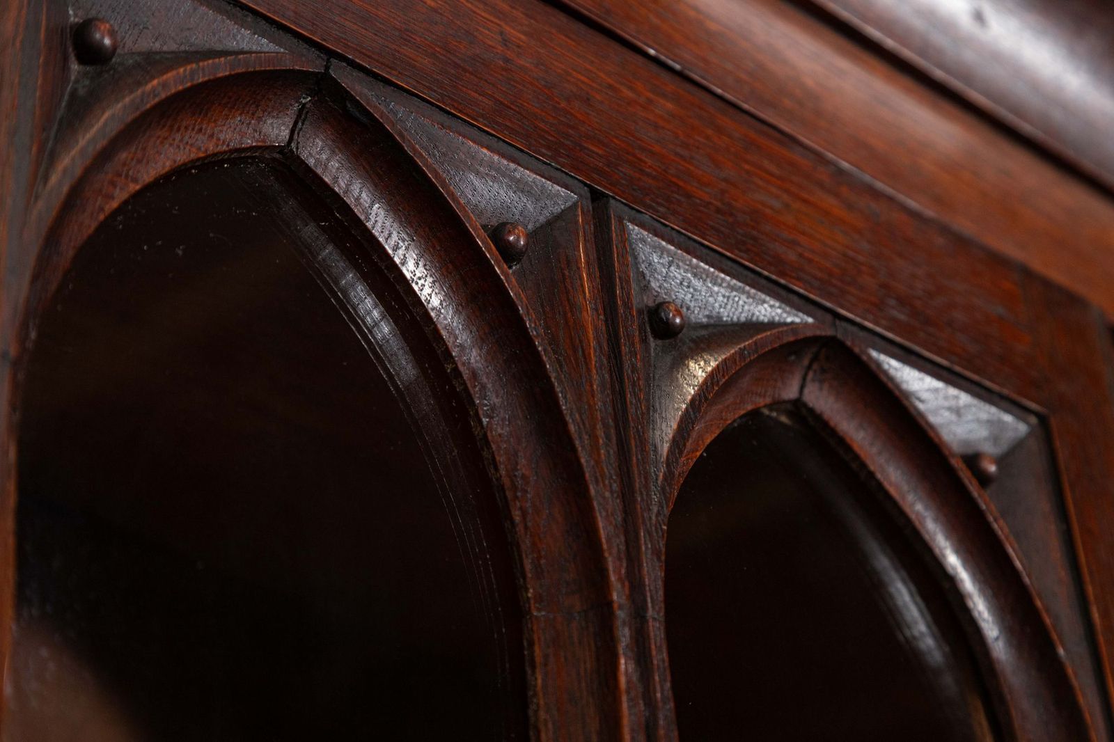 photo vinterior Large 19thc Oak Glazed Library Bookcase