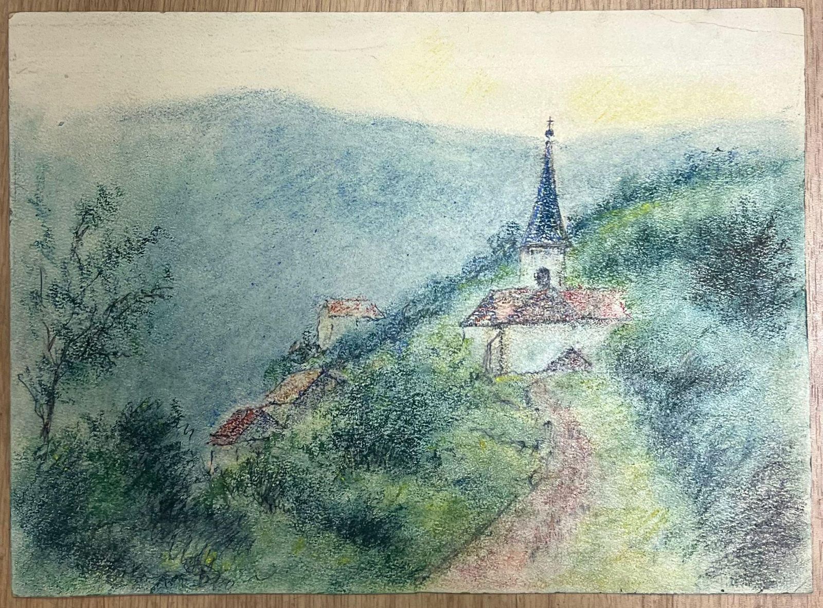 Regine David Pathway Leading To A Quaint Village Church In The Rolling Hills Countryside 1947 photo furniture