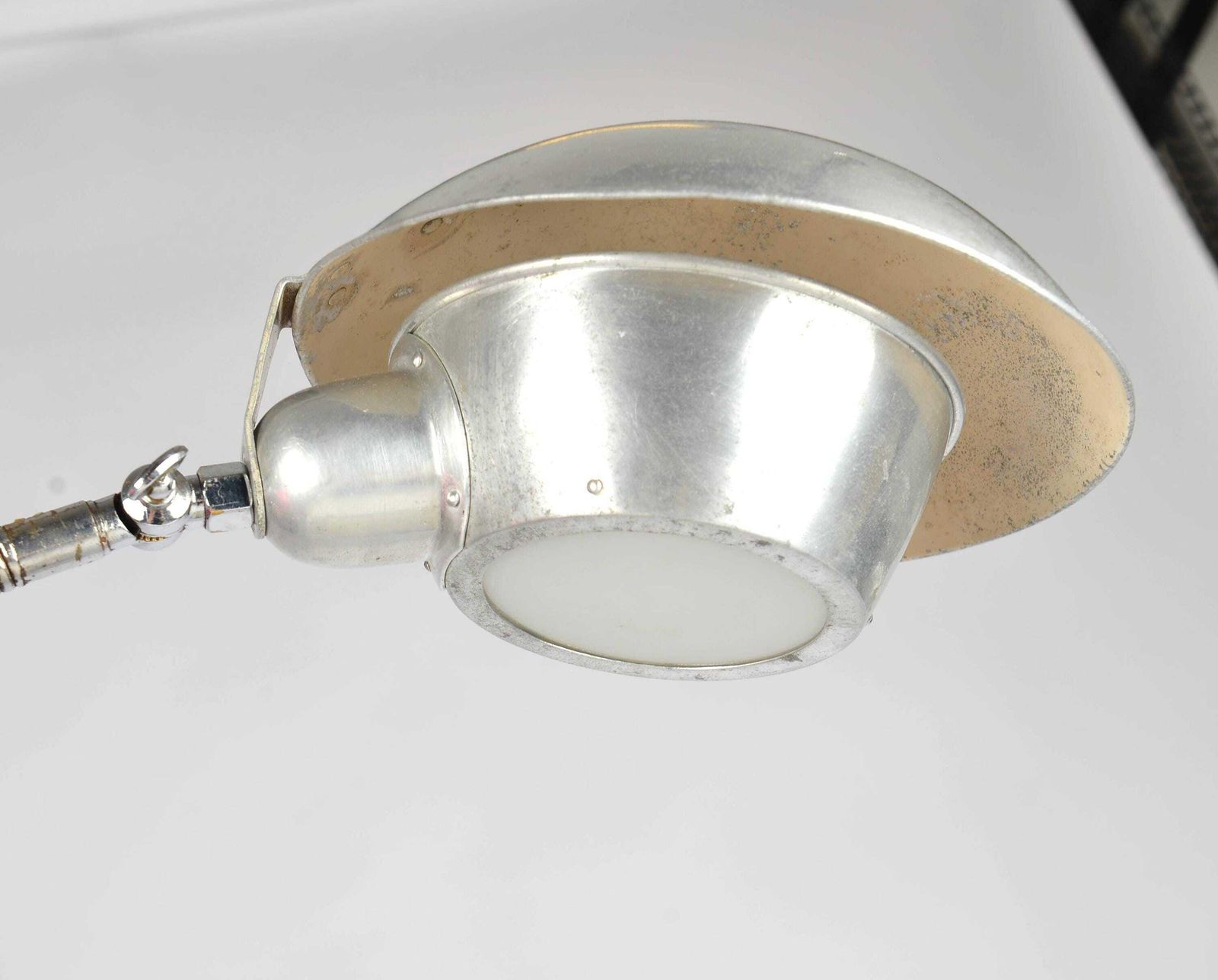 Bauhaus Art Deco Goose Neck Task Lamp, 1930s – Desk Lamp In Chrome Plated With Opaline Glass, Modernist Lamp Industrial Workshop Lamp photo for sale