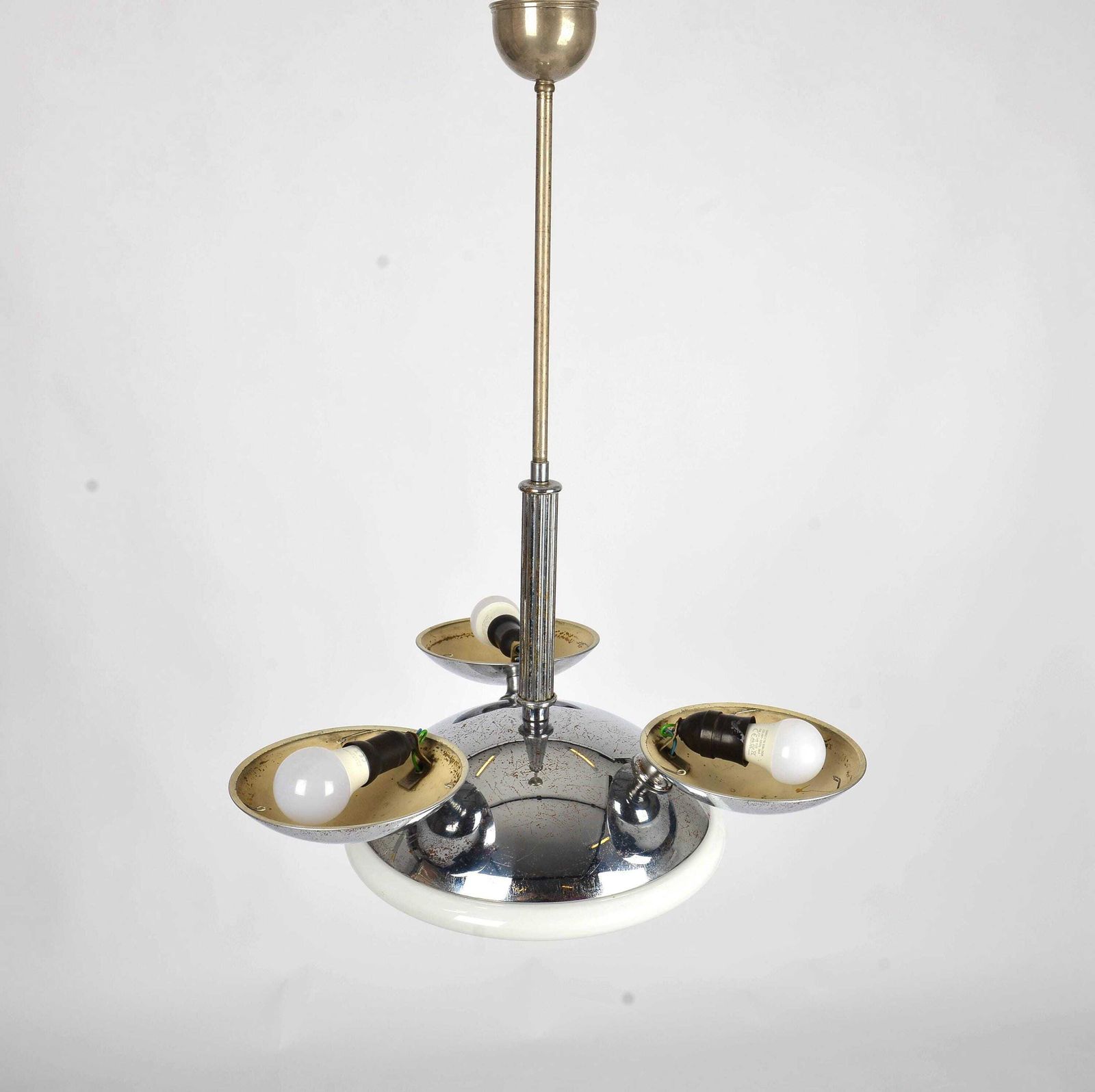 Art Deco Chandelier 1930s Modernist Lighting Bauhaus Pendant Light Vintage Chandelier Vintage Ceiling Light Opaline Shade Bauhaus Chandelier photo 1044.0