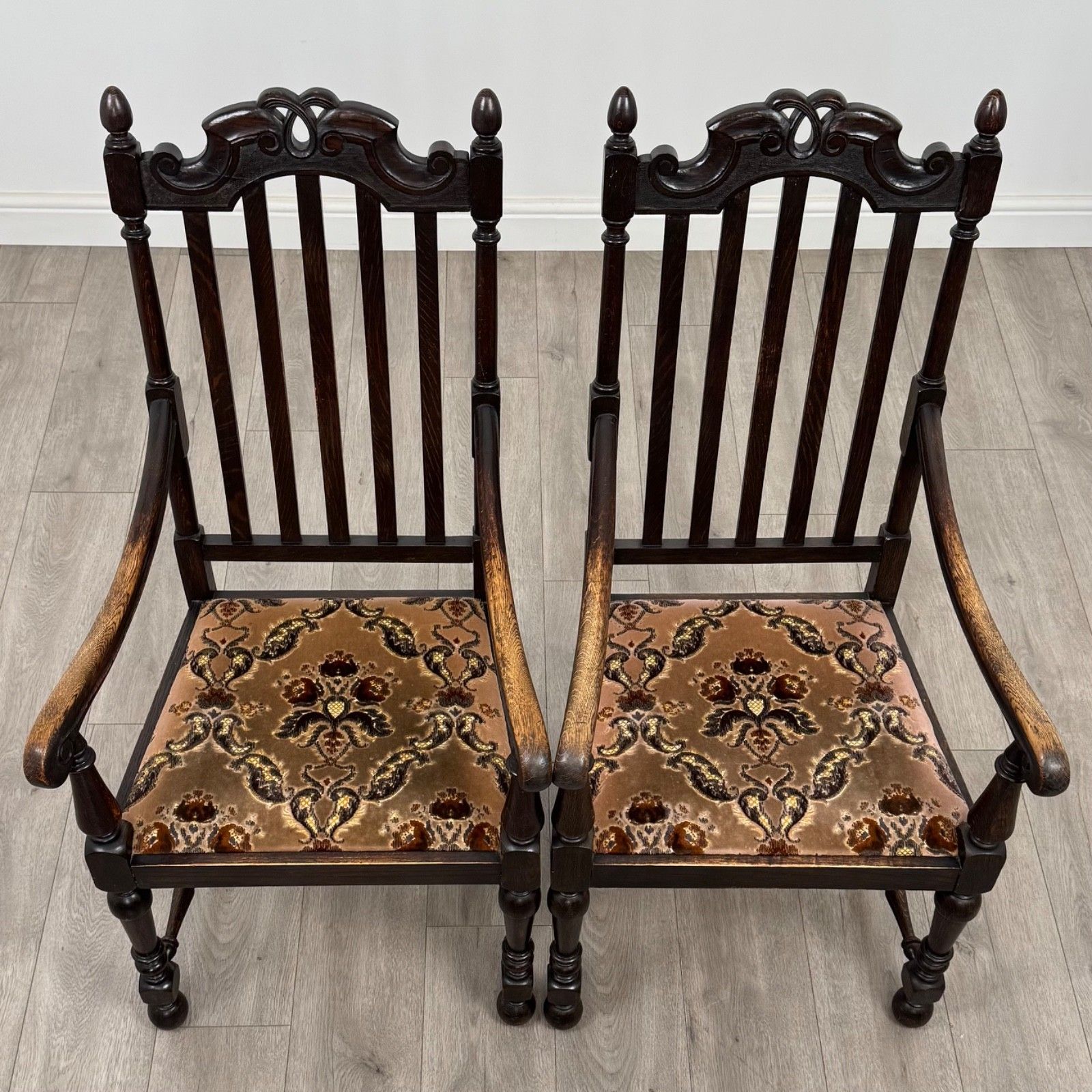 Antique 20th Century Good Quality Set Of 6 Oak Dining Chairs photo vintage
