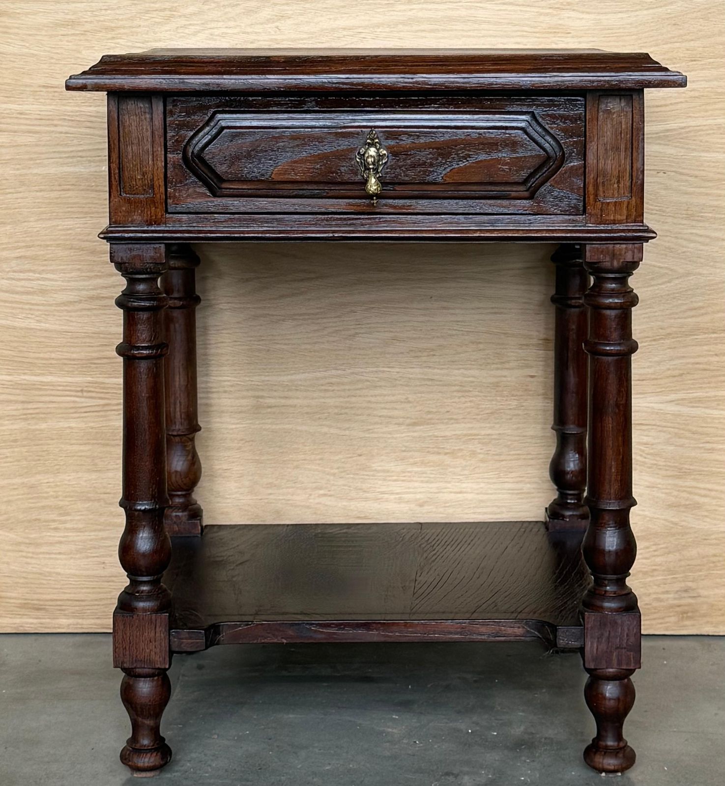 Pair Of Spanish Nightstands With One Drawer And Low Shelve photo furniture