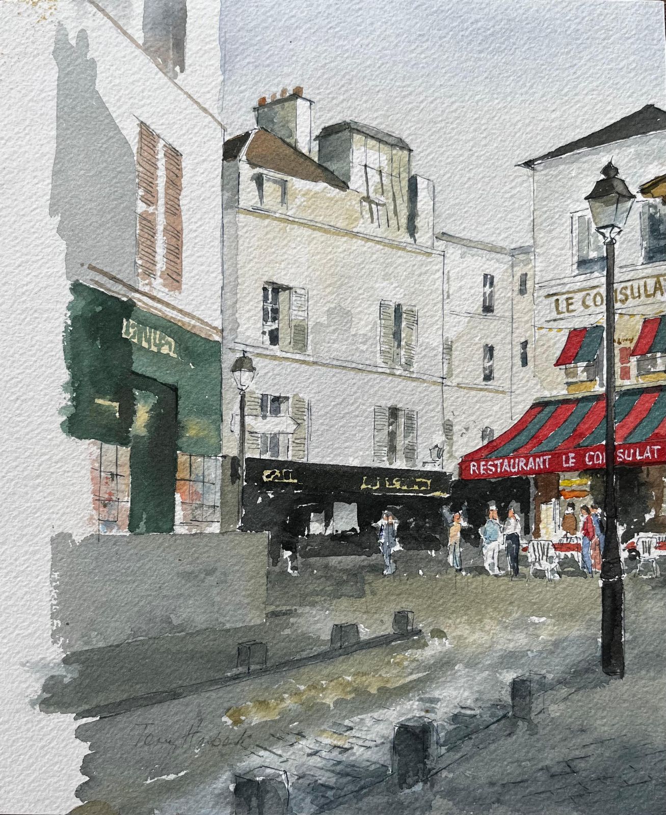 Anthony Herbert Paris Street Scene With Le Consulat Café And Classic Montmartre Architecture
