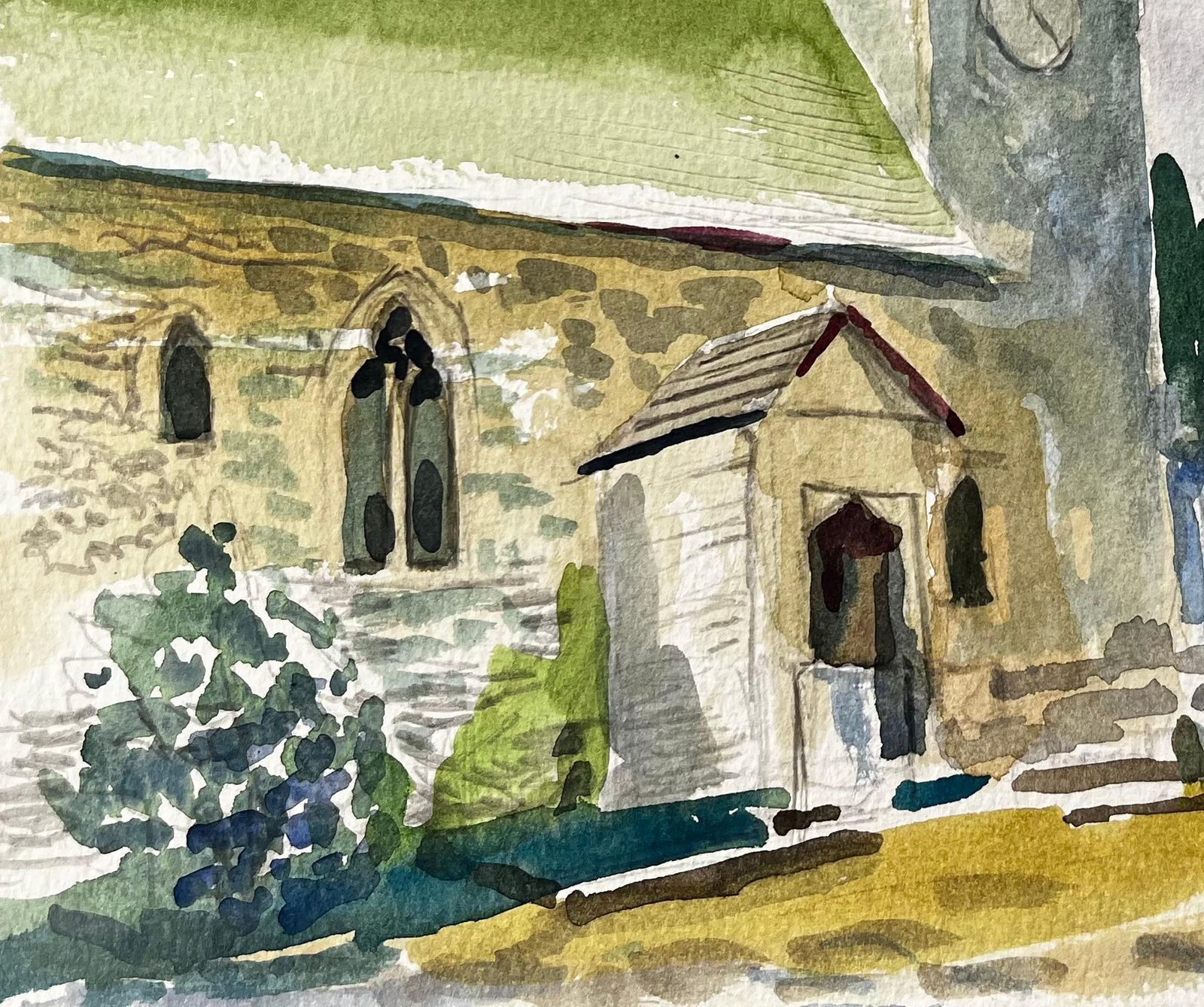 John Steane (B.1931) Wytham Church Oxfordshire Watercolour Painting Of Historic Village Church 2019 photo Art