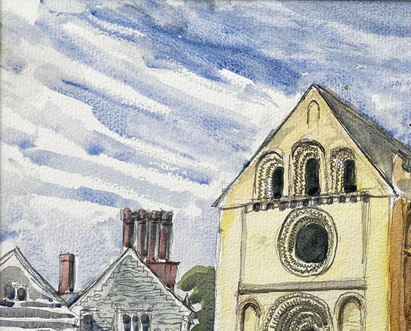 John Steane (B.1931) Iffley Church Oxfordshire Romanesque Architecture British Church Painting photo vinterior
