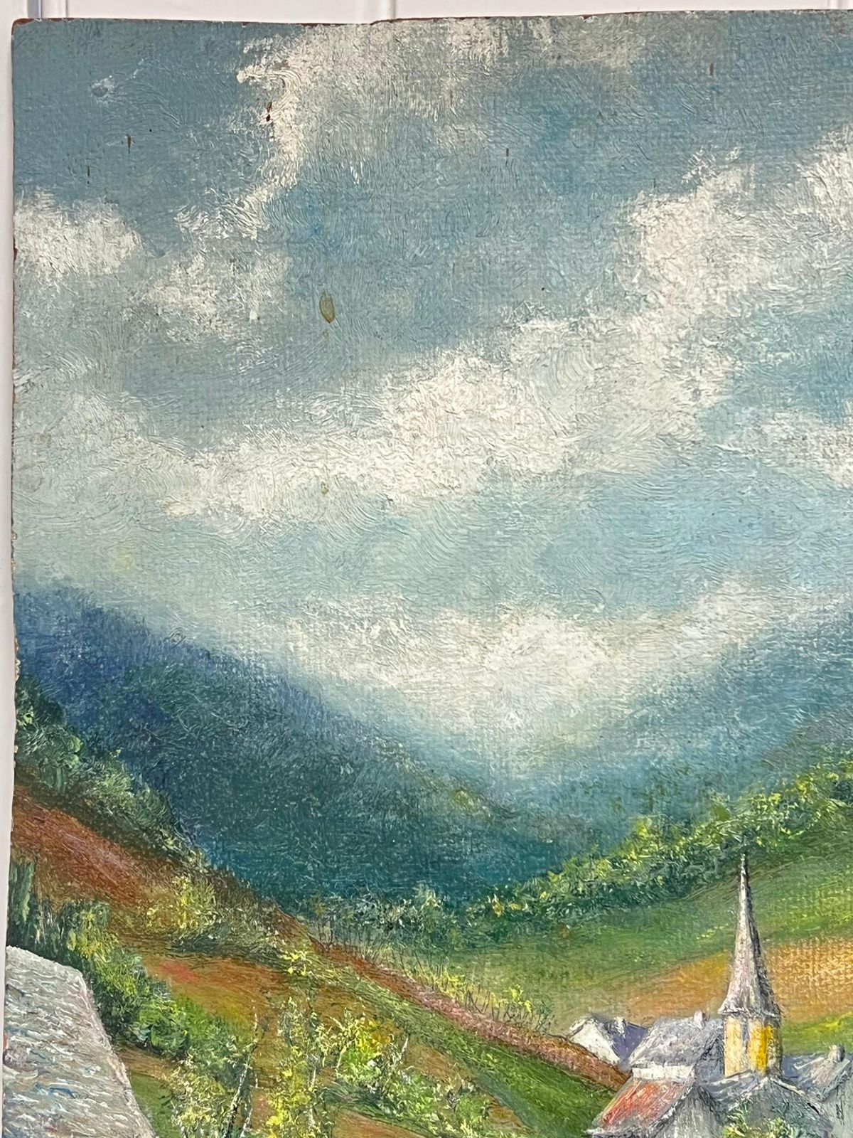 Jean Fourie Village Church Hidden In The French Valleys 20th C. Oil Painting Landscape photo for sale