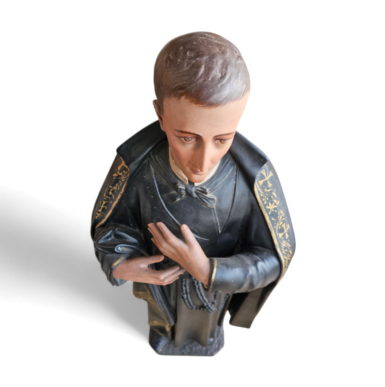 photo for sale Statue Of A Religious Figure / Patron Saint Gerard Majella / Placed In A Gothic Niche / Labeled /