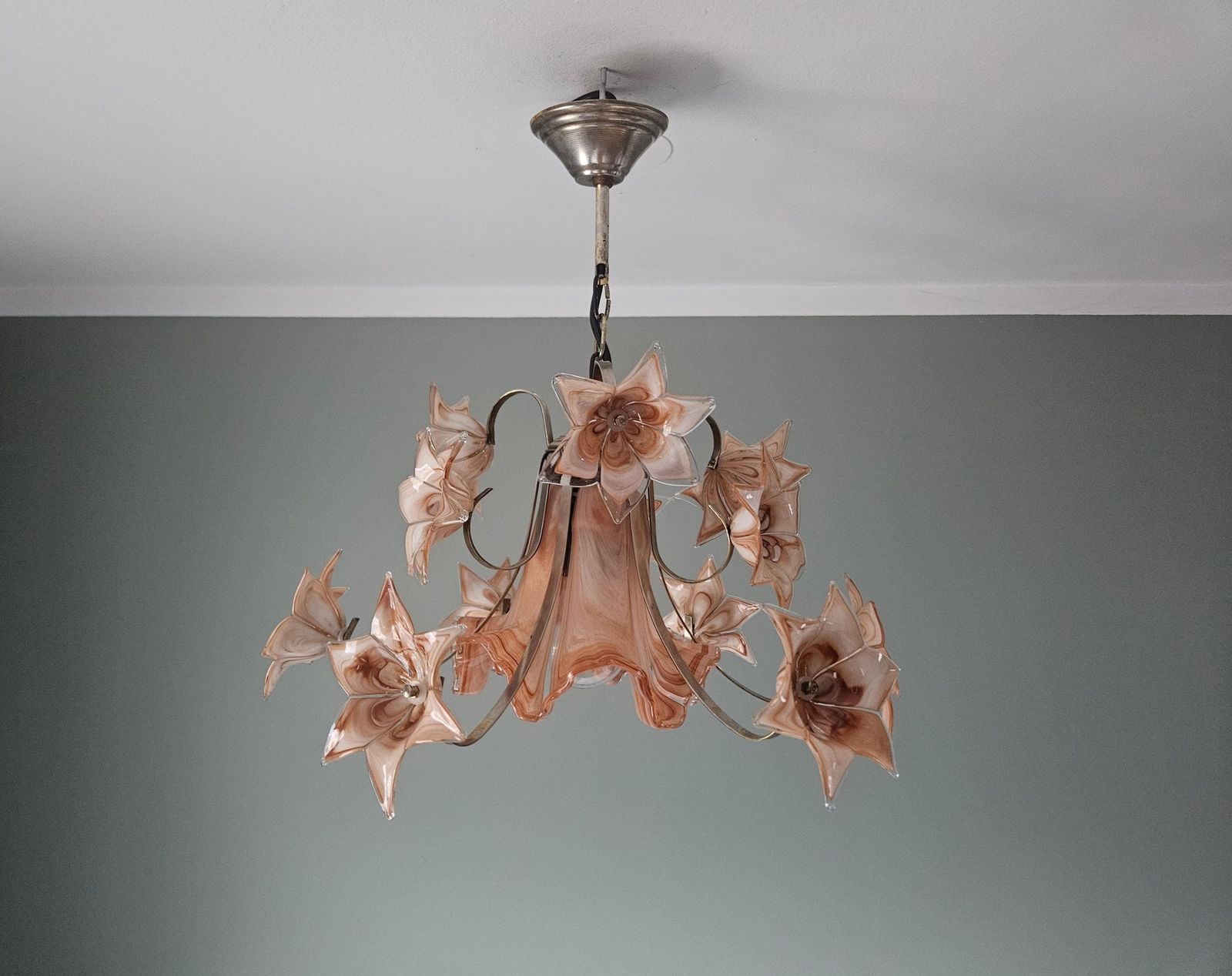 Vintage Murano Glass Chandelier – Hand Blown Floral Design, Venini Style photo buy
