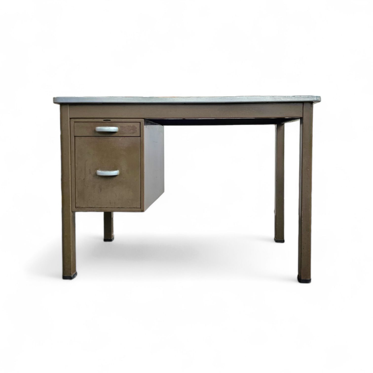 Industrial Brown Desk 1960s / Linoleum Inlay / Model 7231 / Gispen / 1950s photo furniture