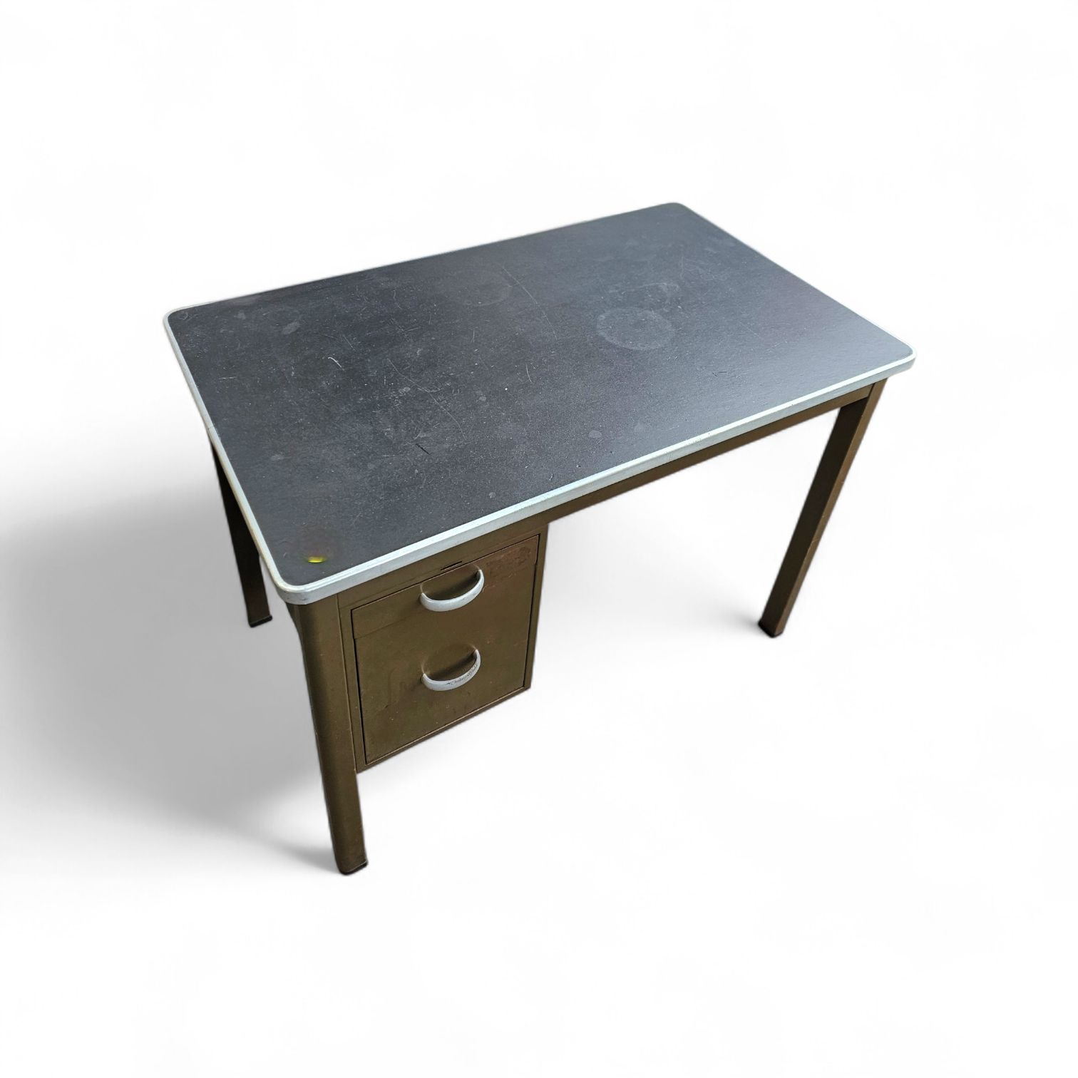 Industrial Brown Desk 1960s / Linoleum Inlay / Model 7231 / Gispen / 1950s photo for sale