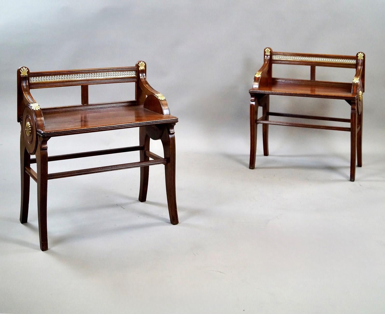An Excellent Pair Of Mahogany Jas Shoolbred Benches photo Furniture