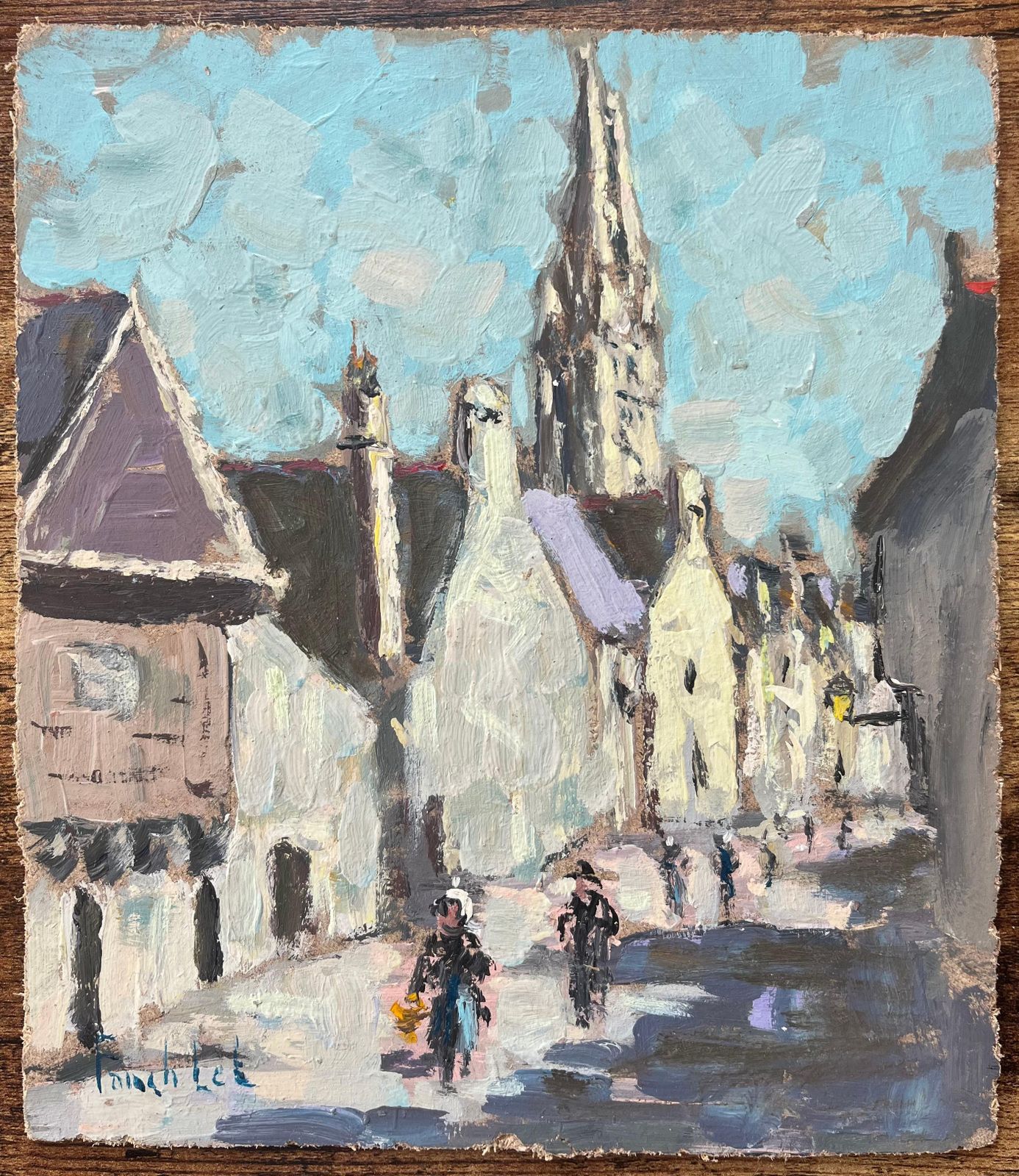 French Impressionist Oil Painting Of Village View In Espalion  Aveyron photo furniture