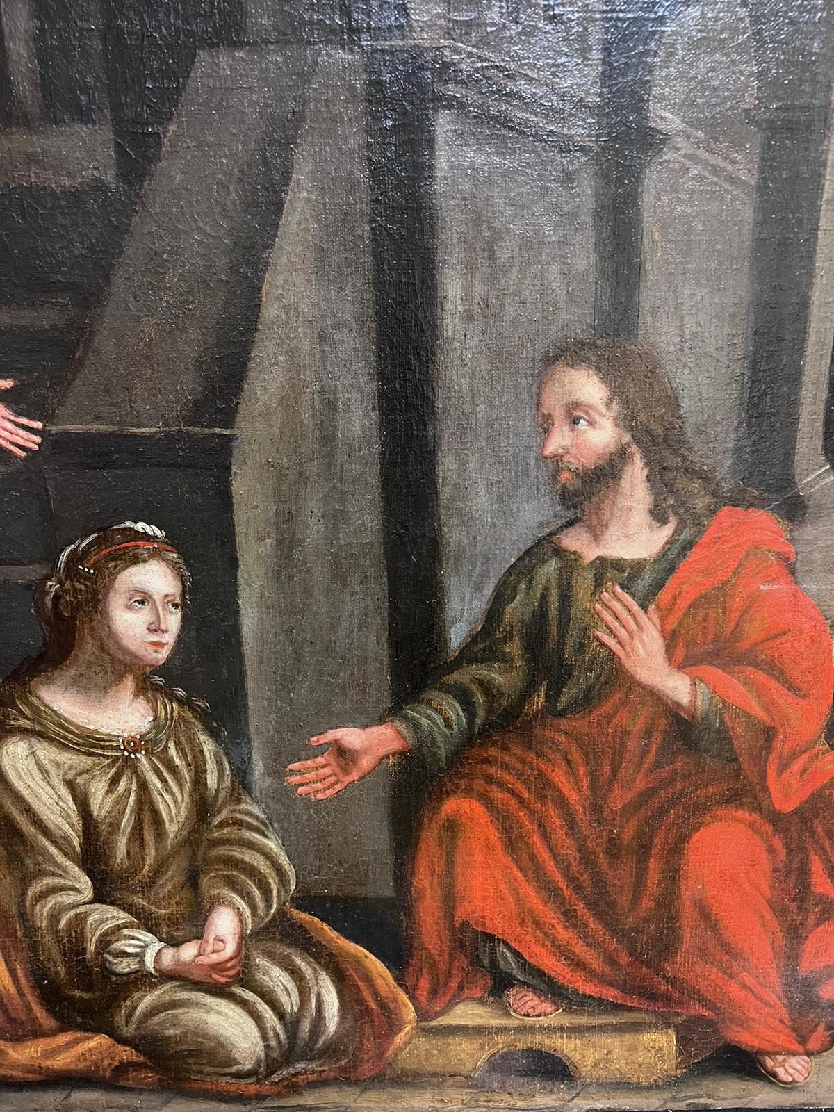 photo furniture Italian 17th Century Old Master Huge I1600's Italian Old Master Oil On Canvas Jesus At House Of Mary & Martha 17th Century