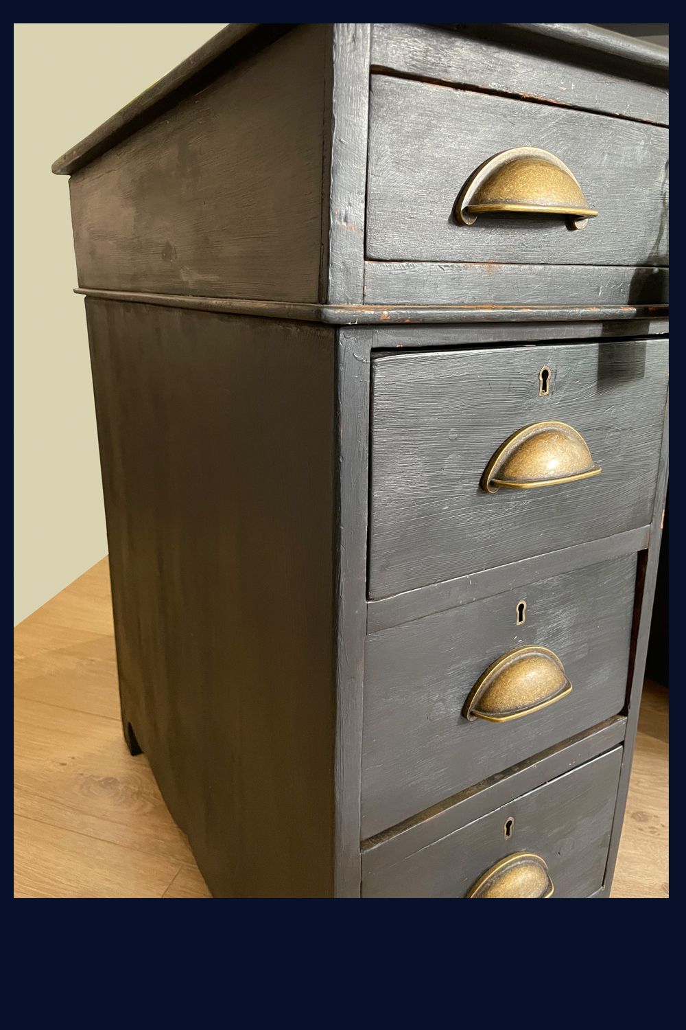 Vintage Painted Desk With Leather Skiver And Lockable Drawers photo Furniture