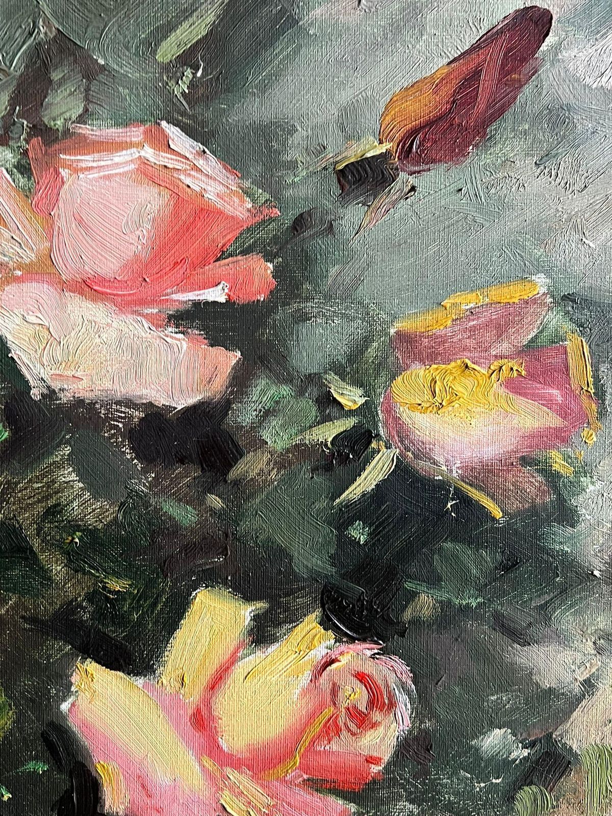 400.0 French School Mid 20th Century French Vintage Floral Still Life With Roses In A Red Vase photo