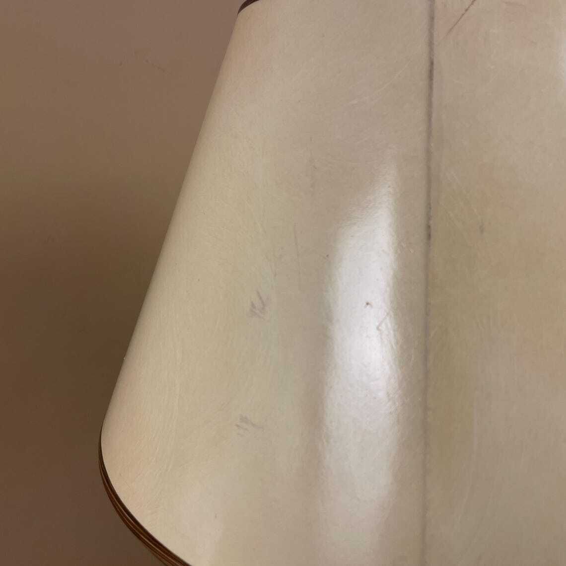 photo vintage Ceramic Table Lamp Light Brown Mottled Speckled Round Glaze Finish C.1970's Porcelain Bedside Abstract Antique Vintage Marbled Lampshade