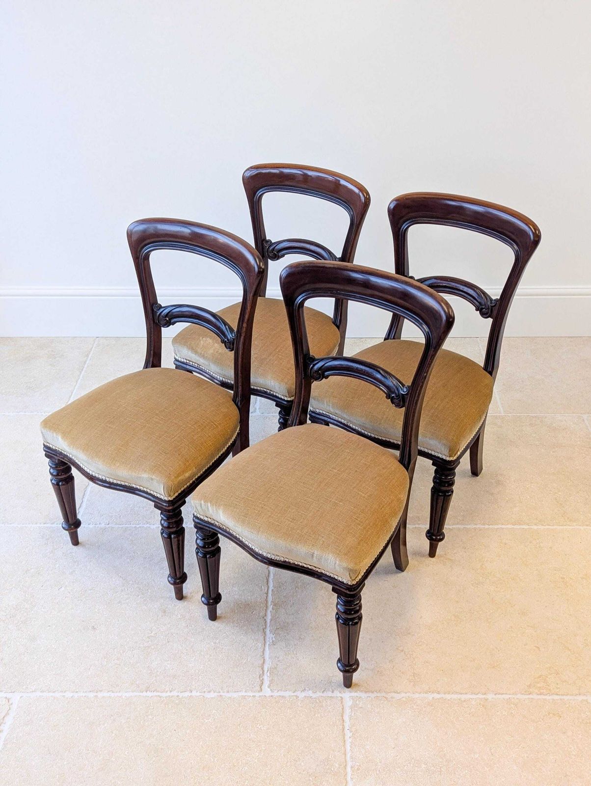 Set Of Four Antique Victorian Mahogany Dining Chairs C.1880 photo Furniture