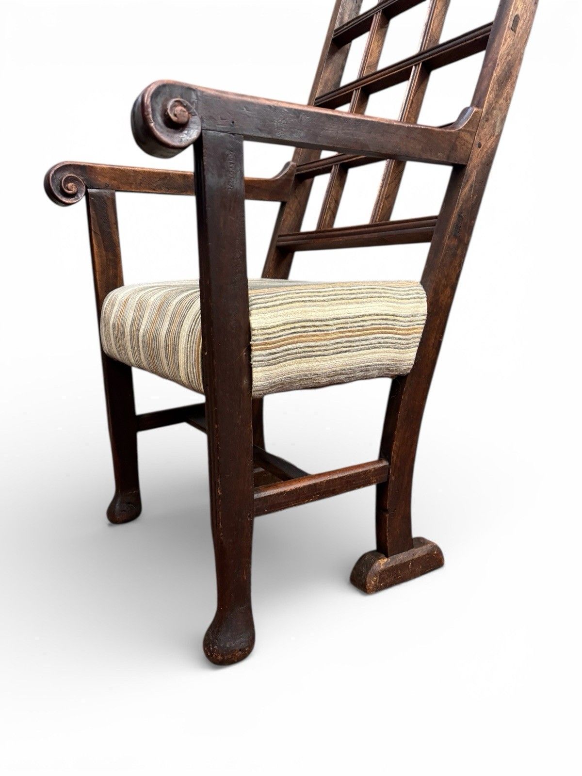 photo vinterior Antique William Birich Mahogany Armchair Arts And Crafts Lattice Backs C1900s