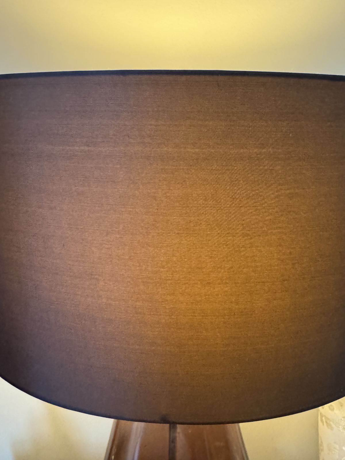 Pair Of Porta Romana Coffee Bean Table Lamps – Amber Glass photo Lighting