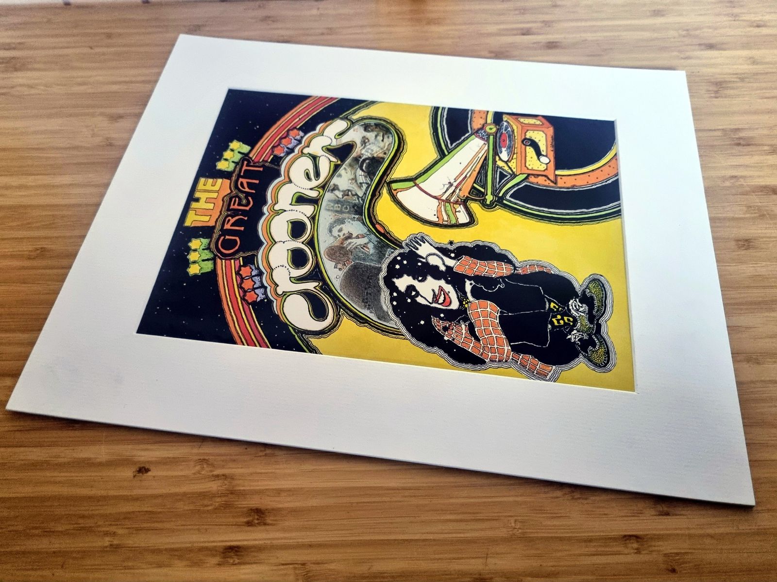 Vintage Magazine Illustration Art Print, Ed Aitchison The Great Crooner Artwork, Psychedelic Music Scene Mounted photo Art