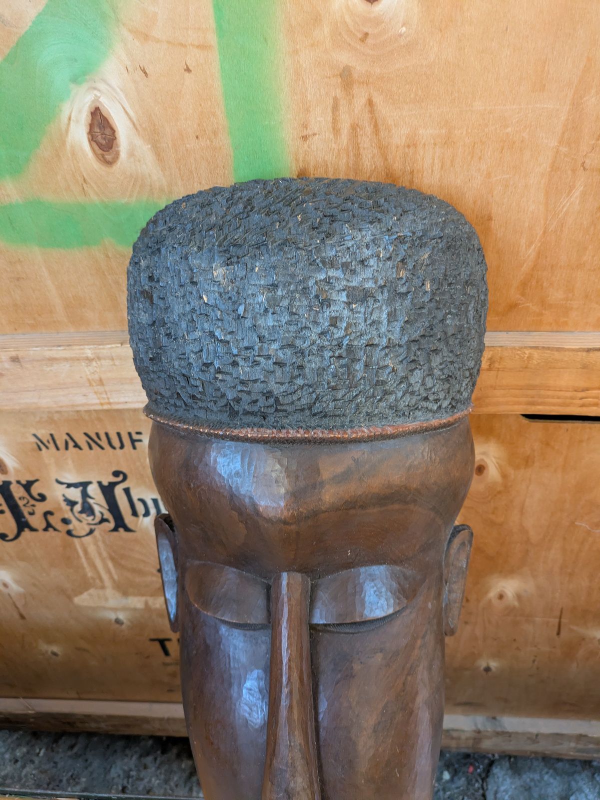 Vintage Hand Carved Makonde Hand Carved Tribal Ebony Wall Mounted Face Mask  65 X 25 X 12 From The Malde Collection photo for sale