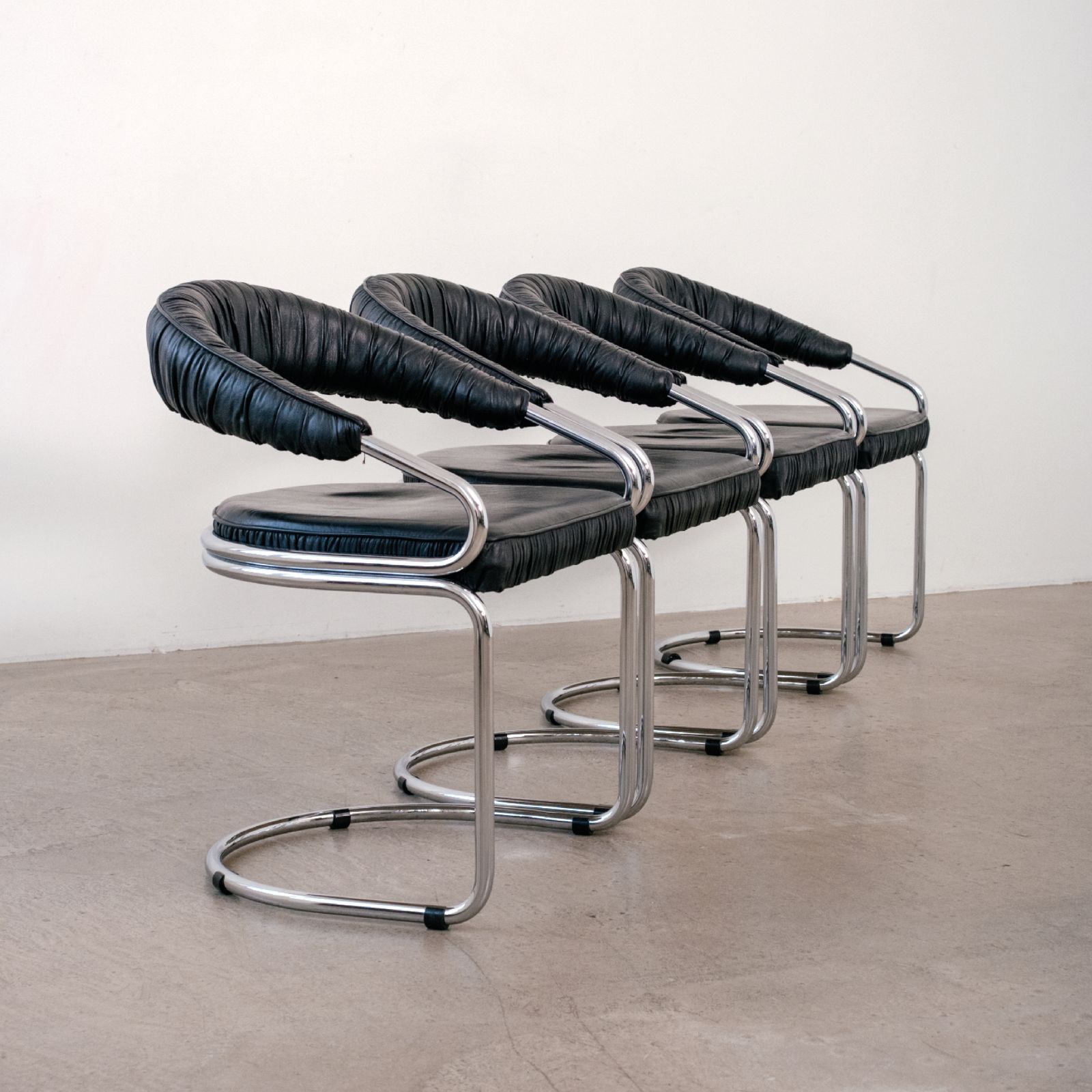 Set Of 4 Steel Chairs By Giotto Stoppino For Kartell, Italy, 1970s