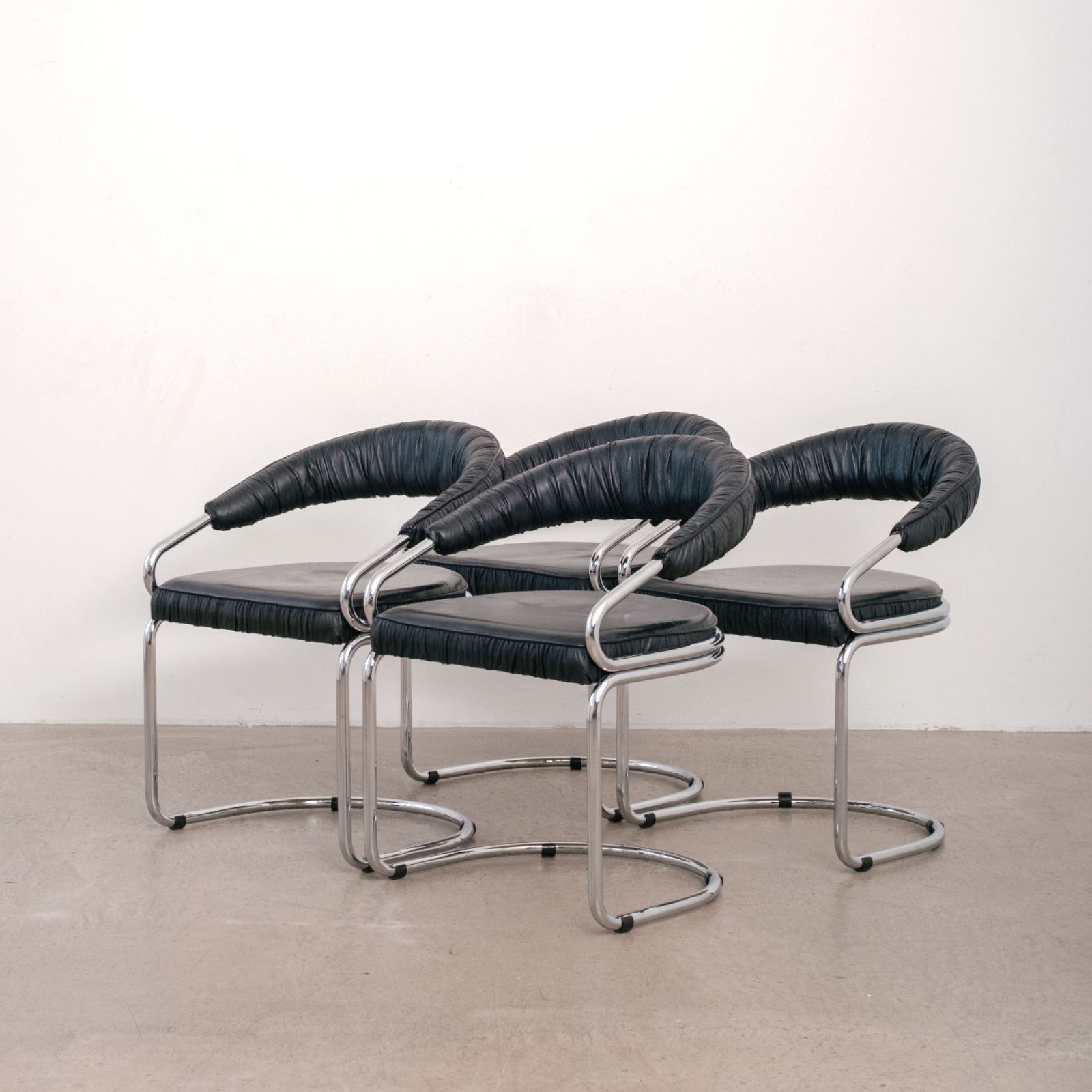 Set Of 4 Steel Chairs By Giotto Stoppino For Kartell, Italy, 1970s photo furniture