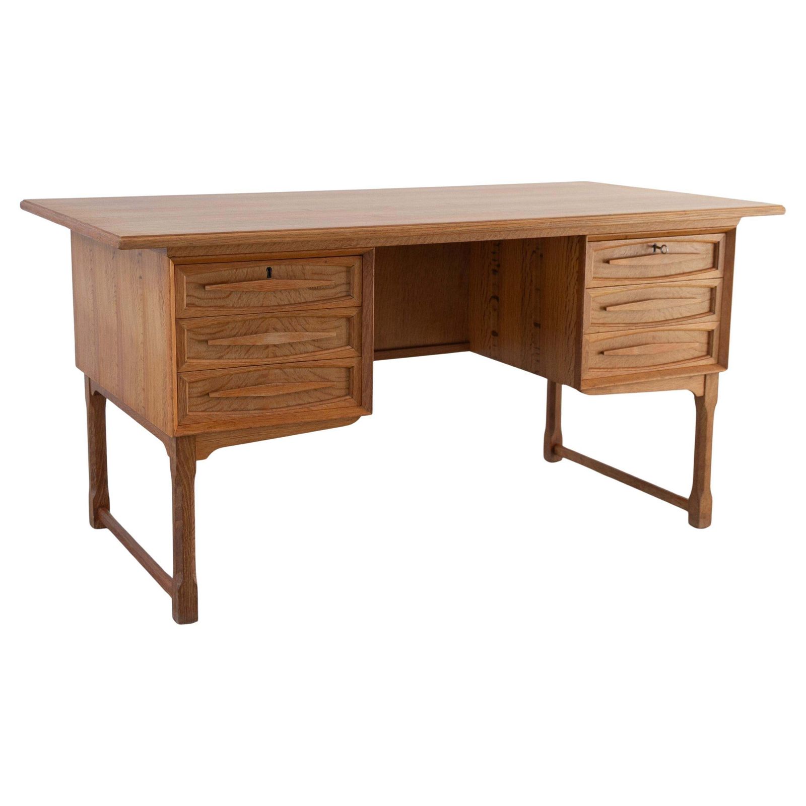 Mid Century Danish Freestanding Oak Desk Attributed To Henning Kjærnulf, 1960s.