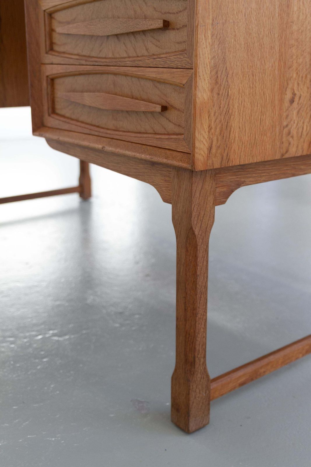 photo furniture Mid Century Danish Freestanding Oak Desk Attributed To Henning Kjærnulf, 1960s.