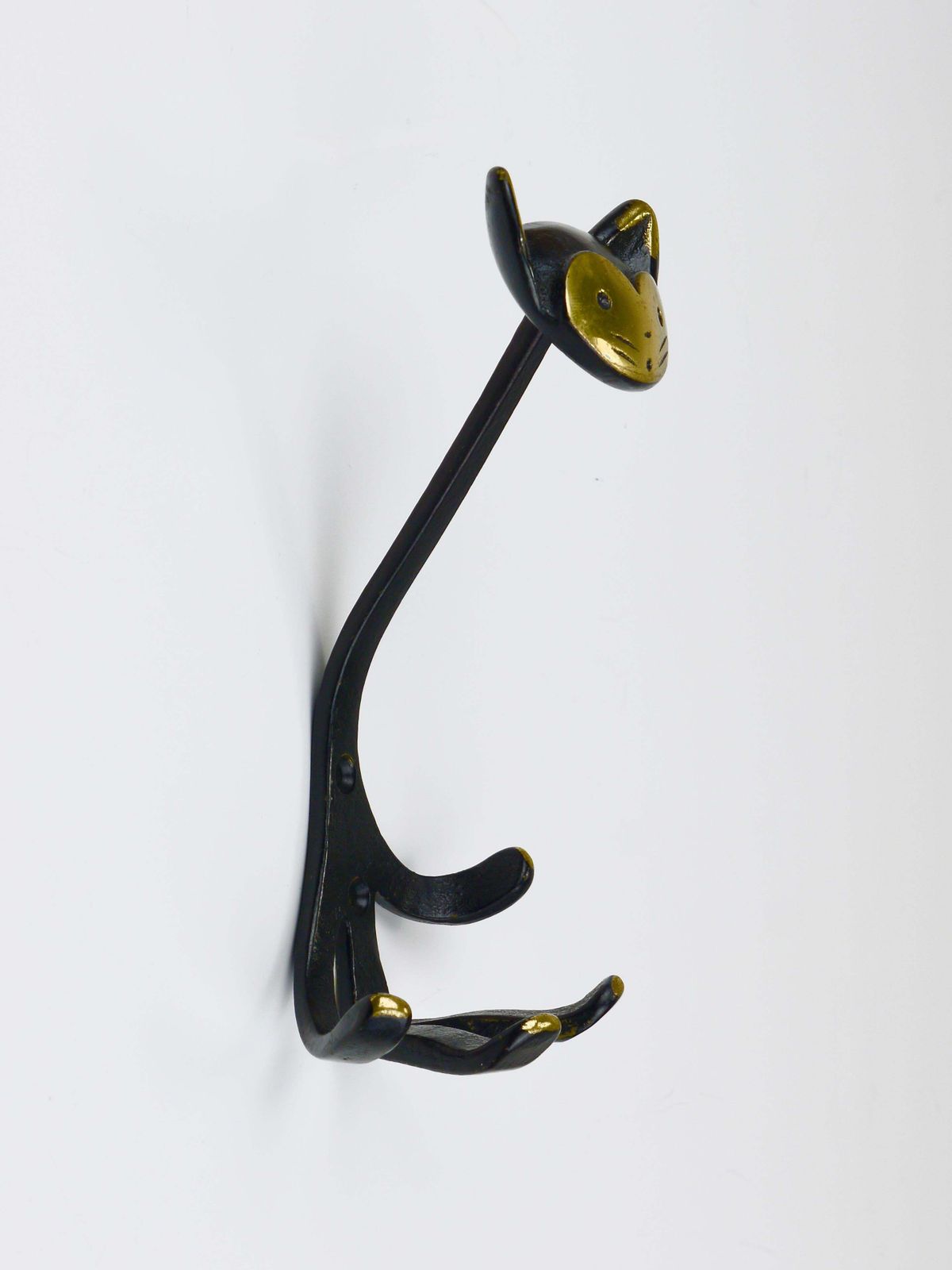 Walter Bosse Cat Zoo Brass Animal Wall Hook By Herta Baller, Austria, 1950s photo vinterior