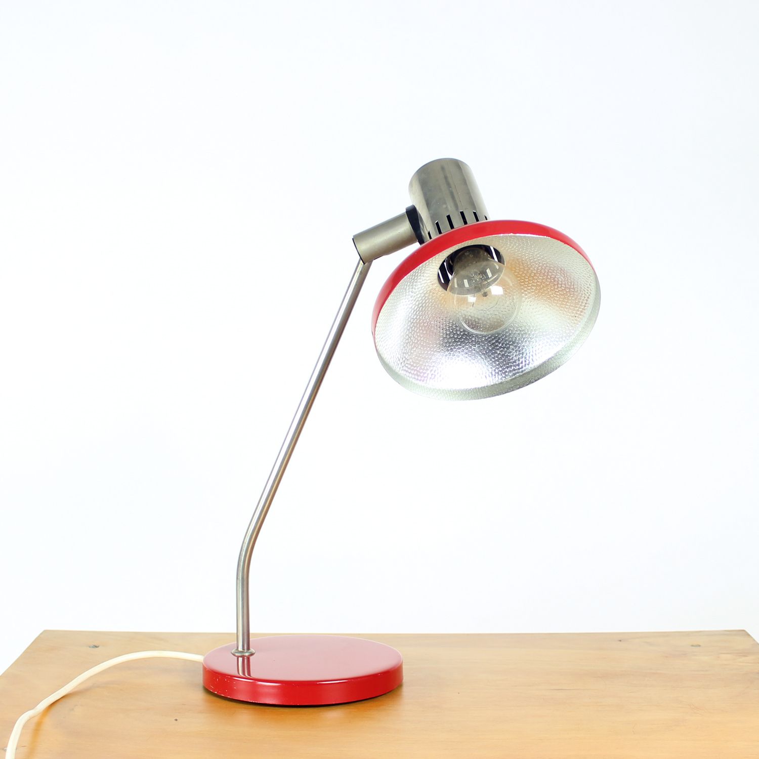Lighting Midcentury Red Table Lamp By Aka Leuchen, Germany 1970s photo