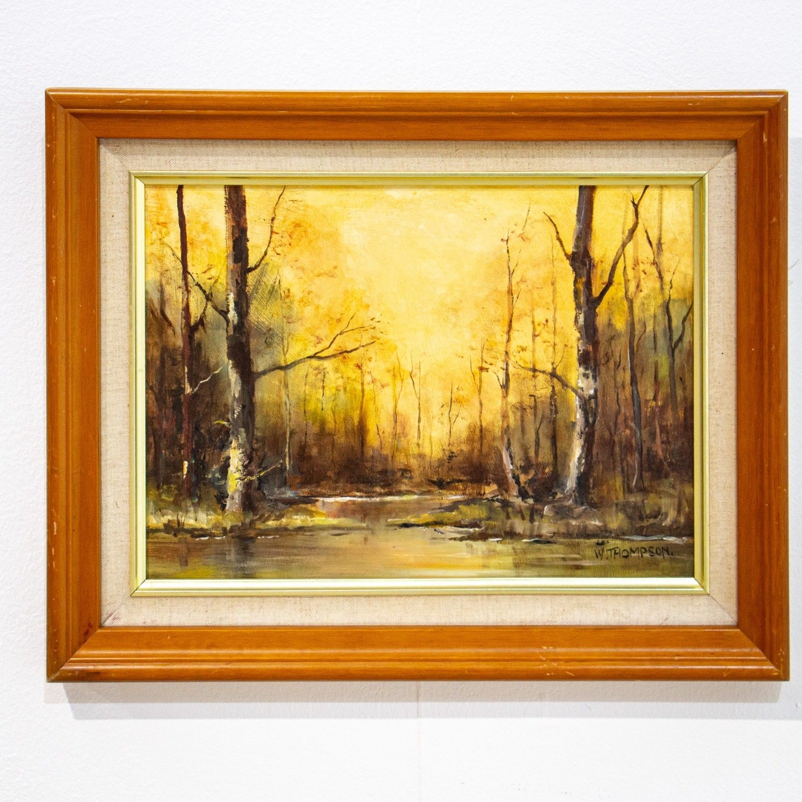 Woodland Landscape Oil On Board Signed W. Thompson