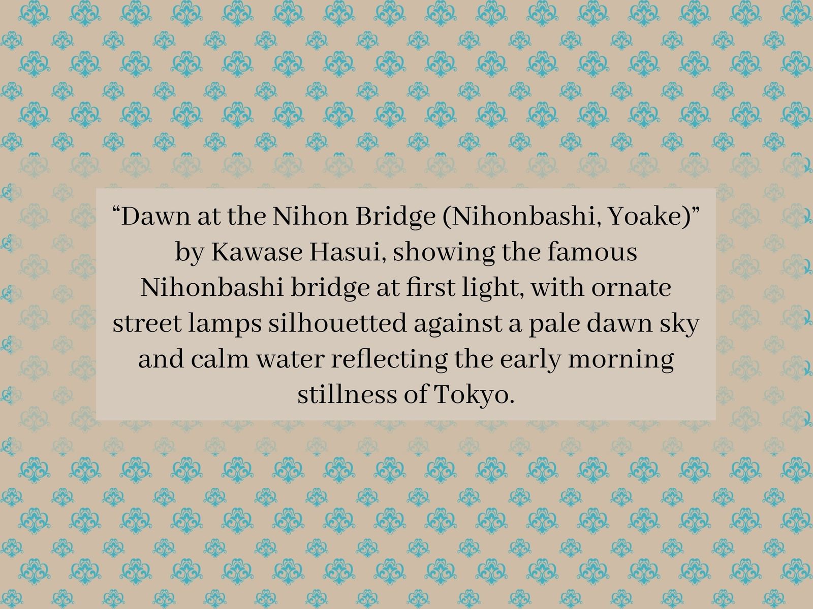 Vintage Japanese Woodblock Print, Dawn At The Nihon Bridge, Kawase Hasui Nihonbashi Yoake, Mounted Showa Era Wall Art photo Art