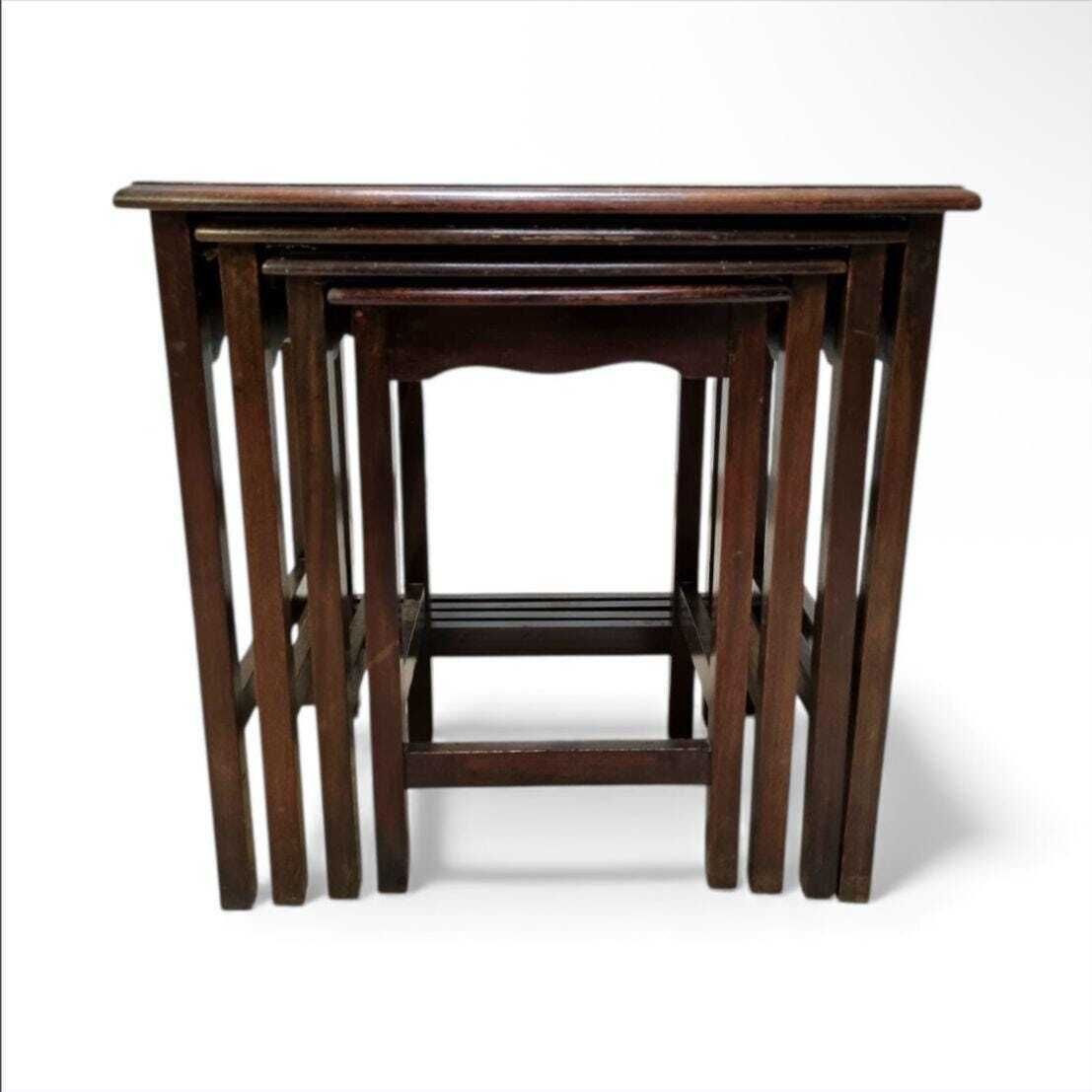 Vintage Mid Century Set Of Four Nesting Tables / C. 1960 / Solid Wood photo furniture