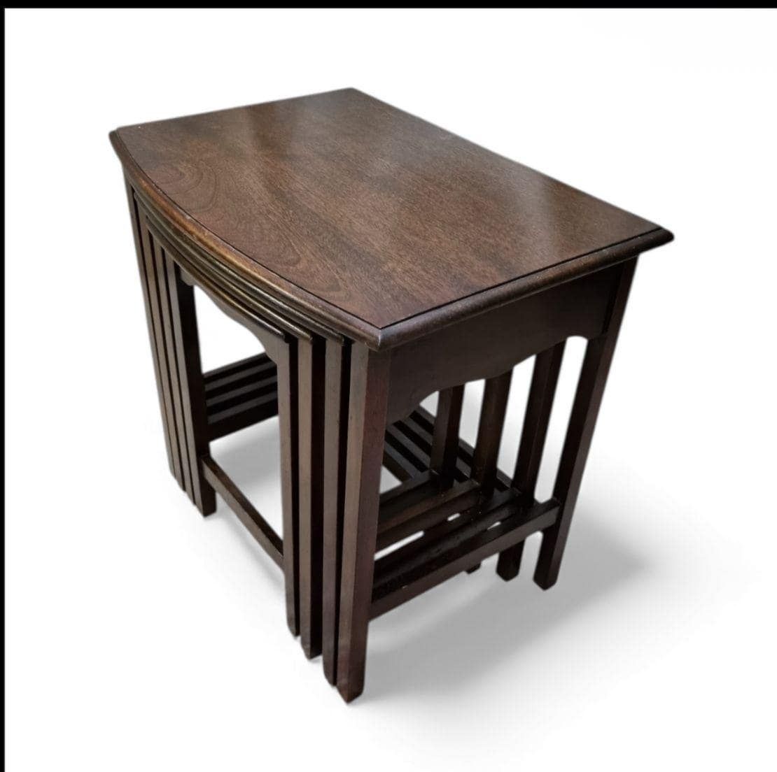 Vintage Mid Century Set Of Four Nesting Tables / C. 1960 / Solid Wood photo for sale