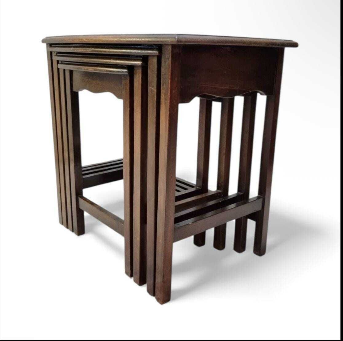 Vintage Mid Century Set Of Four Nesting Tables / C. 1960 / Solid Wood photo 240.0
