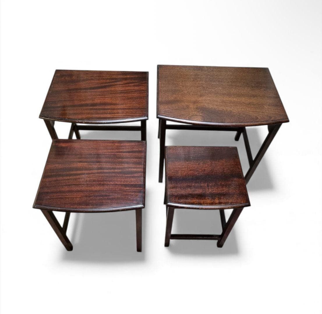 Vintage Mid Century Set Of Four Nesting Tables / C. 1960 / Solid Wood photo vintage