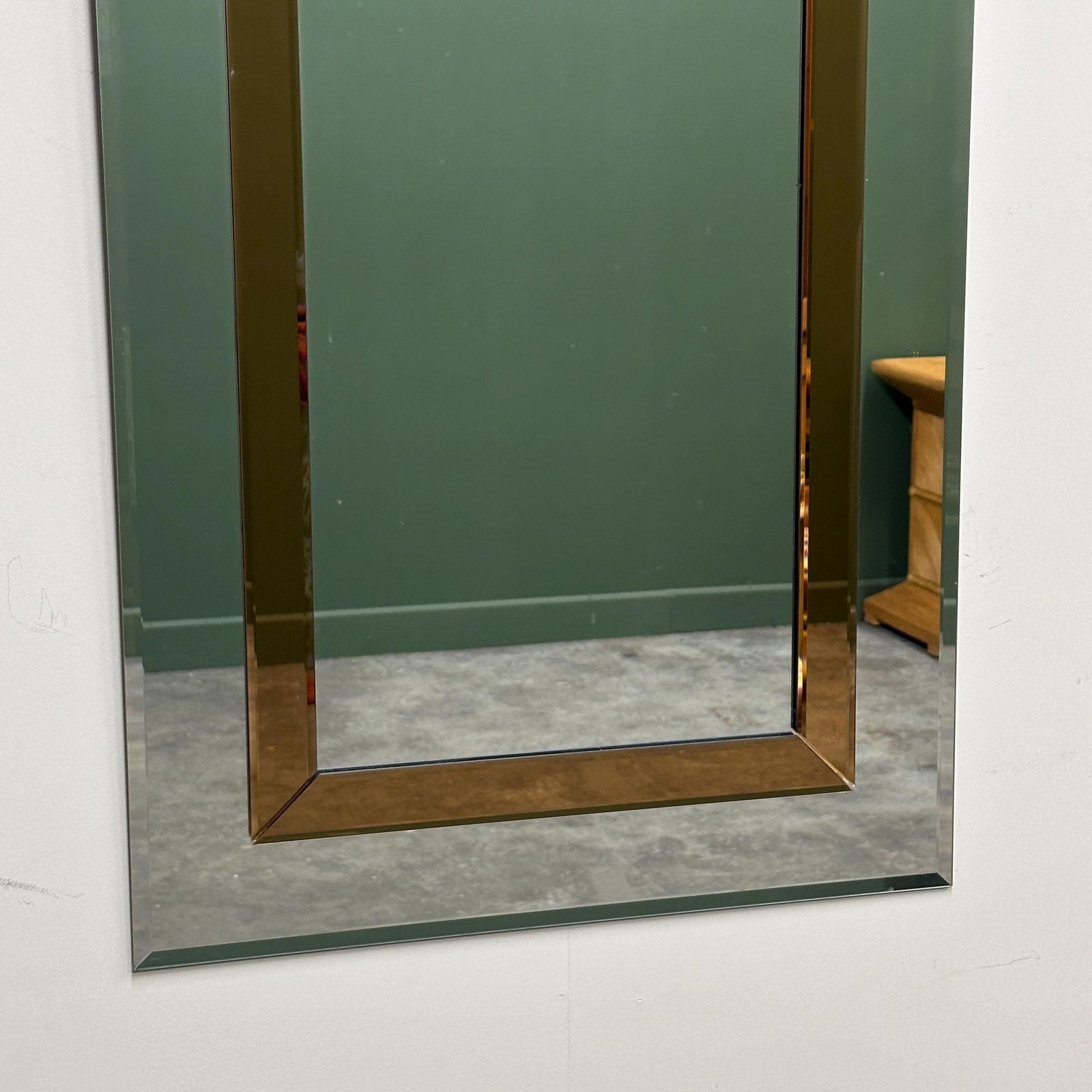 Grote Duitse Spiegel Met Brons Getint Spiegelrand, Jaren 1980 photo furniture