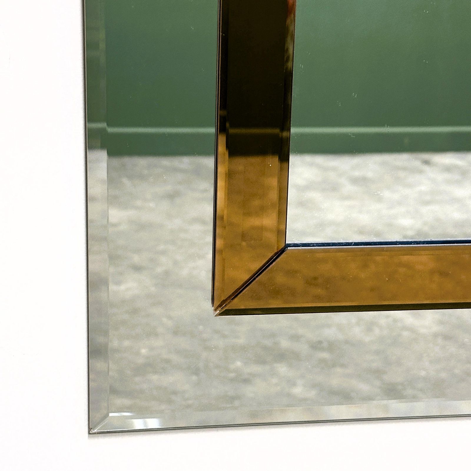 Large German Beveled Mirror With Bronze Tinted Border, 1980s photo buy