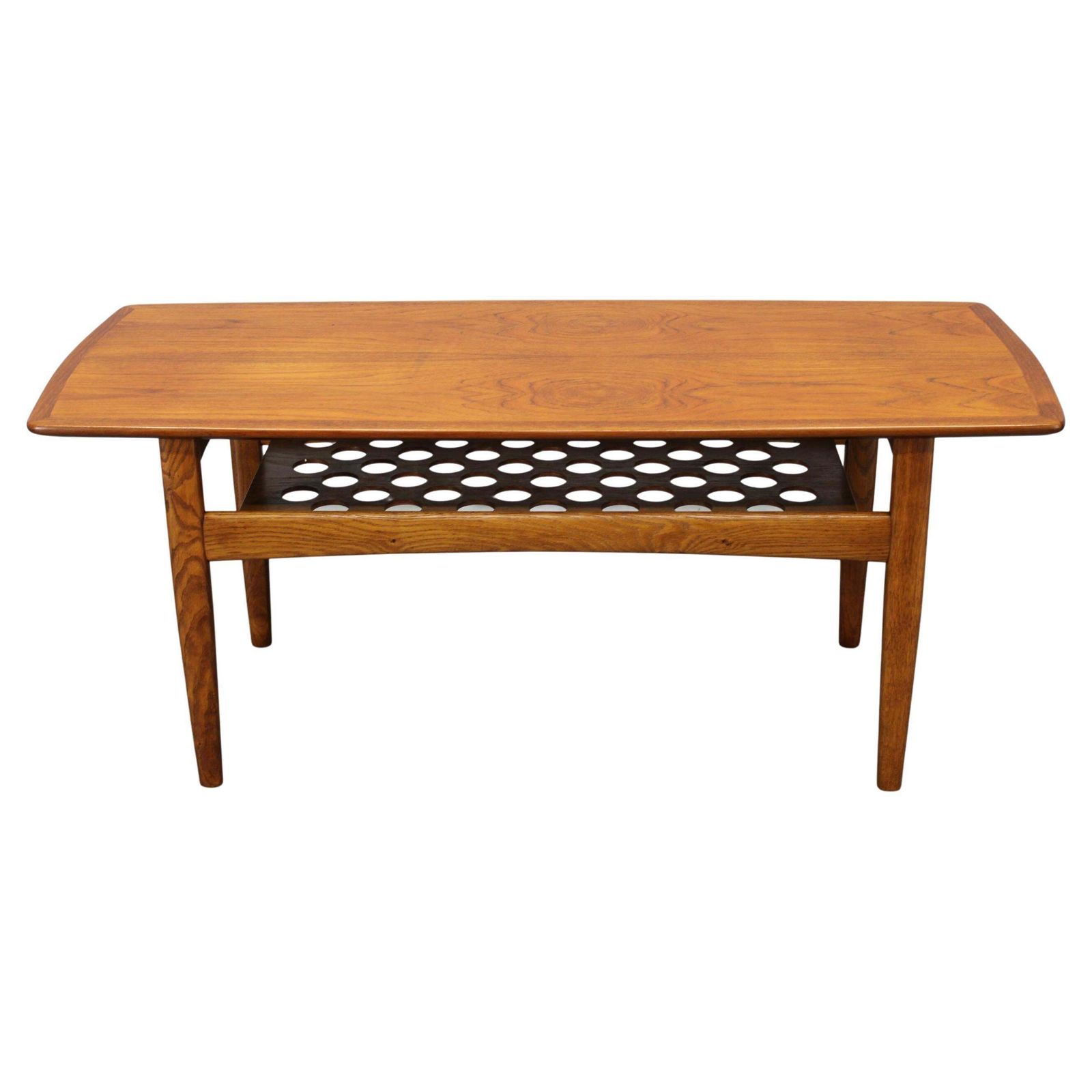 Danish Midcentury Coffee Table With Teak Veneer And Oak Base, 1960s