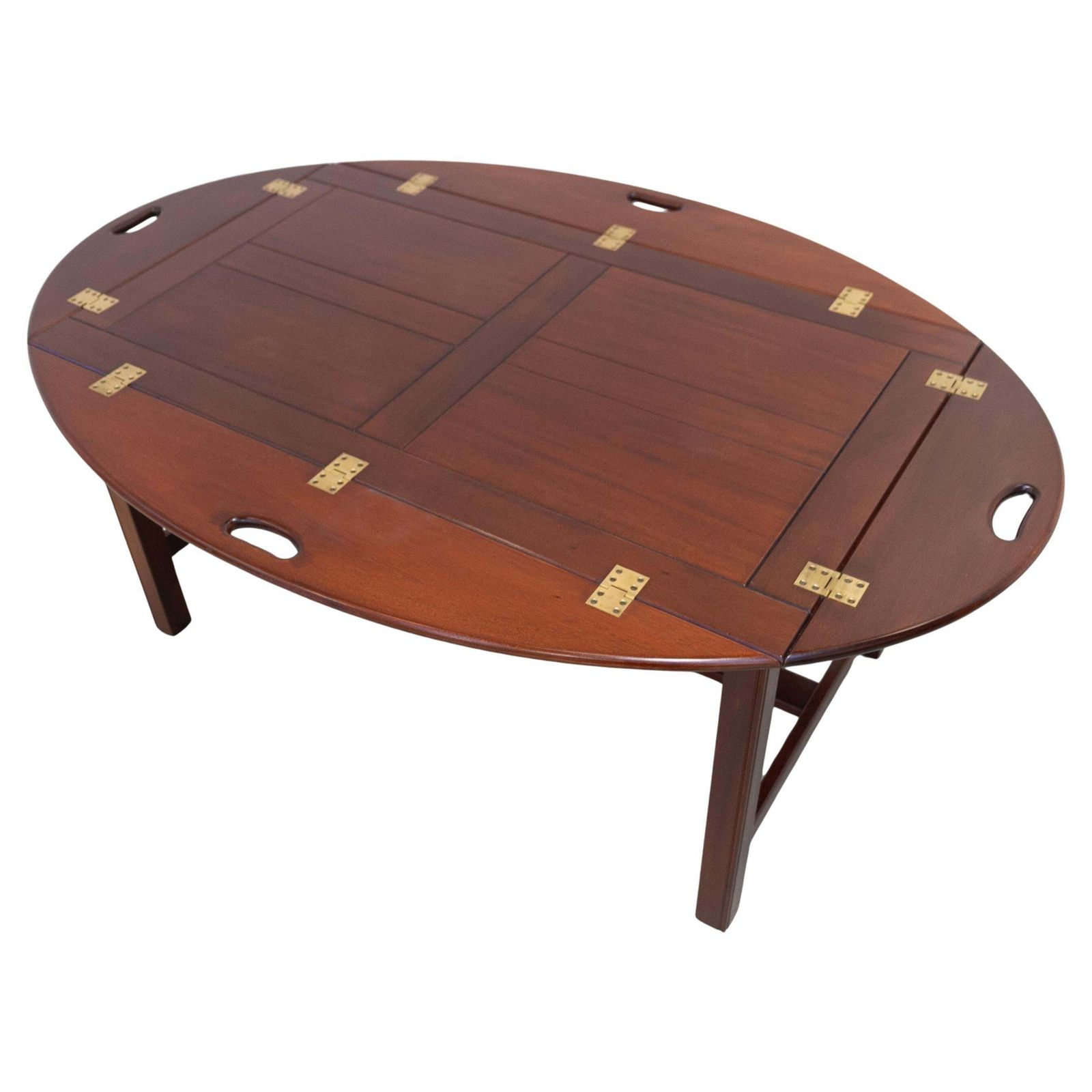 English Mahogany And Brass Butler's Tray Coffee Table, 1960s.