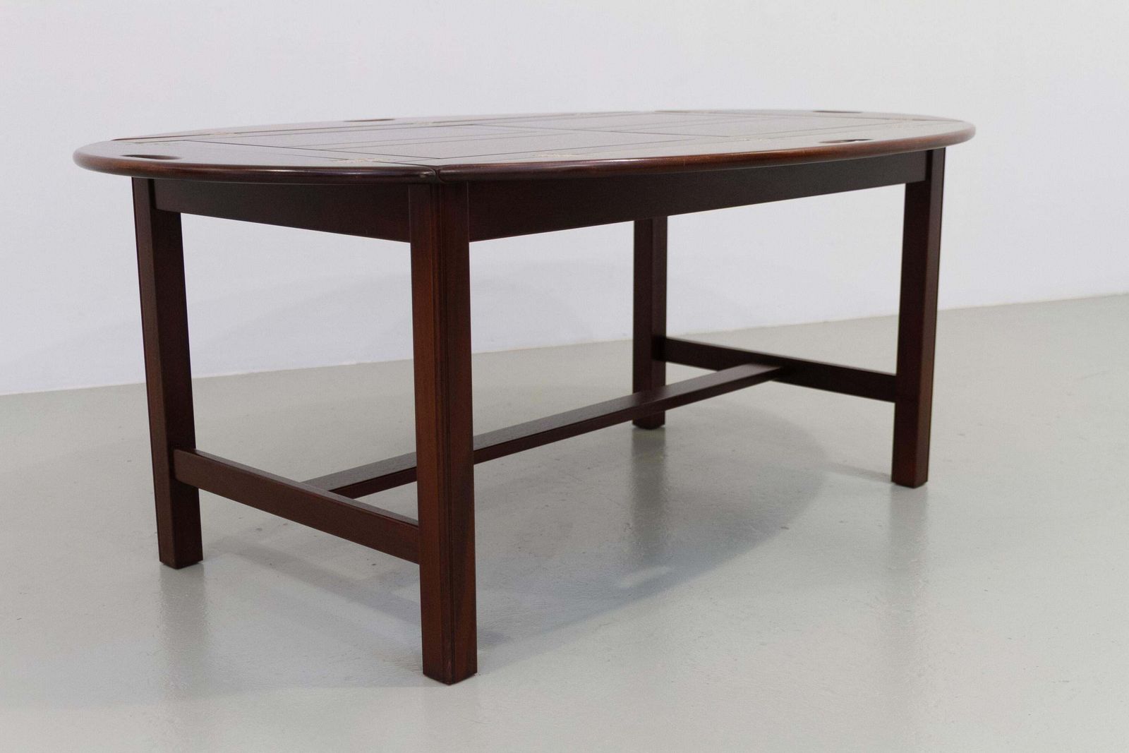 photo furniture English Mahogany And Brass Butler's Tray Coffee Table, 1960s.