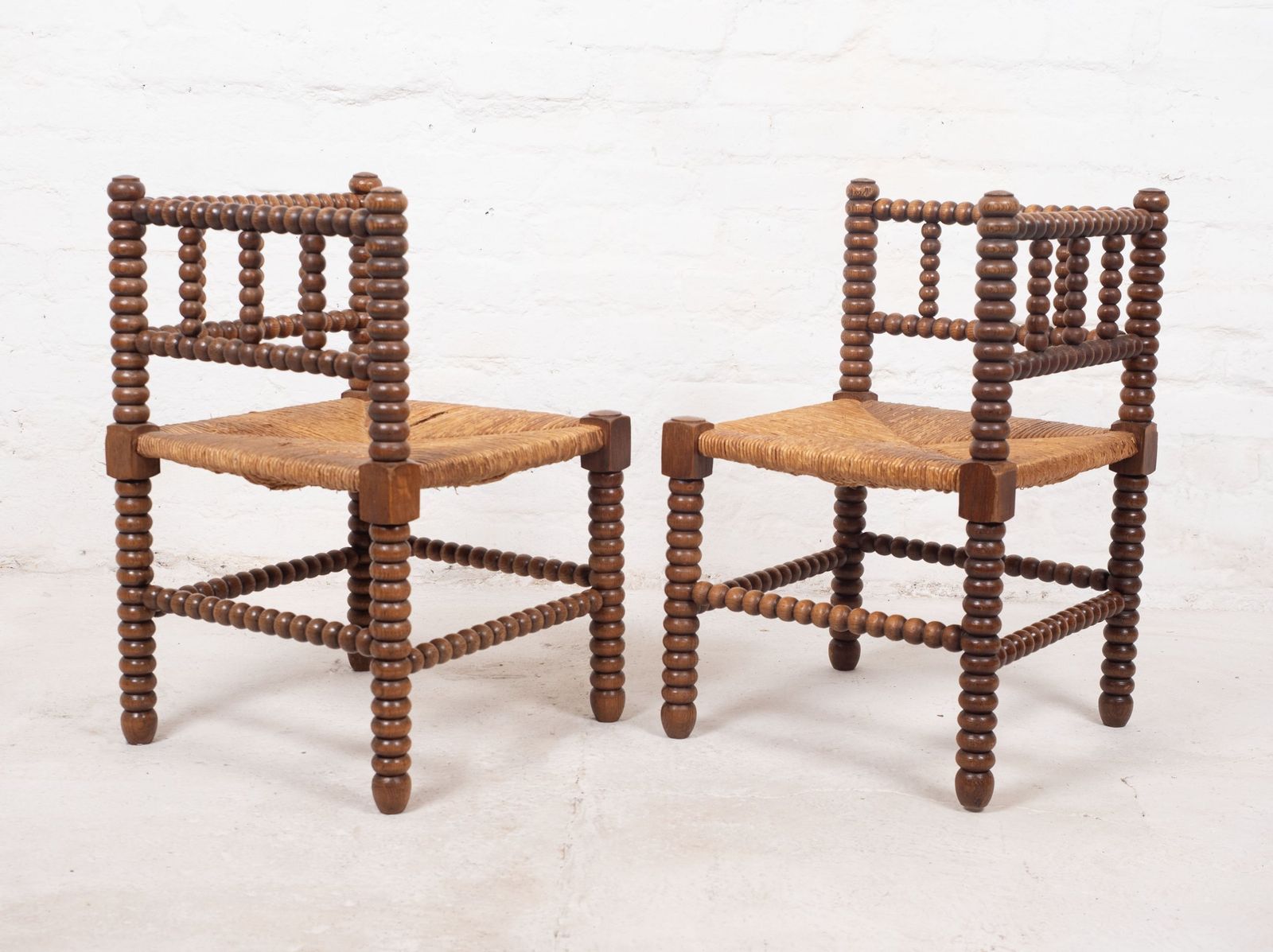 Pair Of Antique French Corner Bobbin Chairs photo vinterior