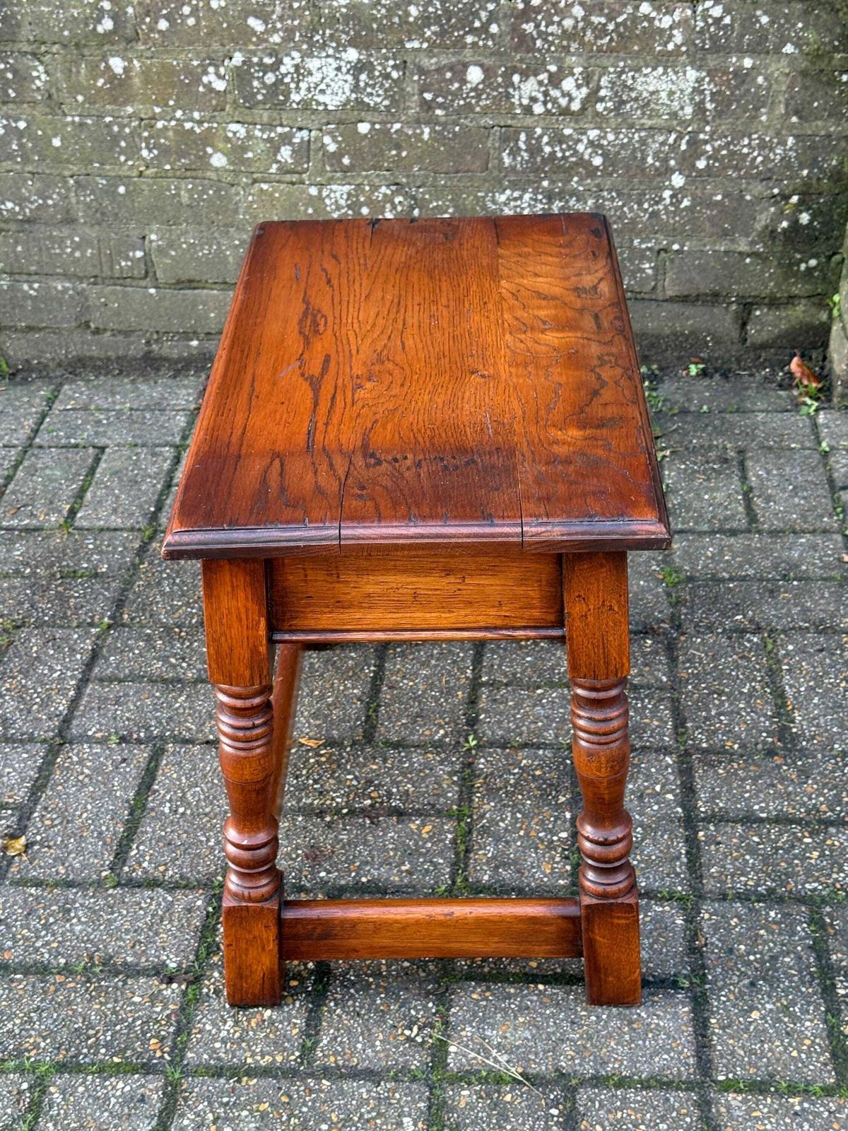 photo furniture Quality Vintage Solid Wood Side Table English Traditional Occasional Table C1950s (59cm W X 47cm H)
