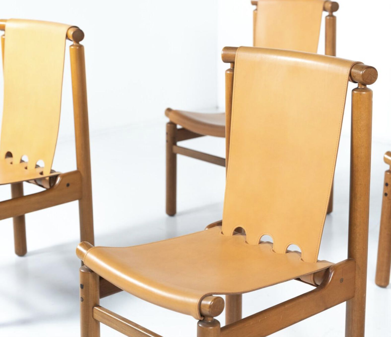 Mid Century Modern Set Of 6 Leather Dining Chairs By Ilmari Tapiovaara photo furniture