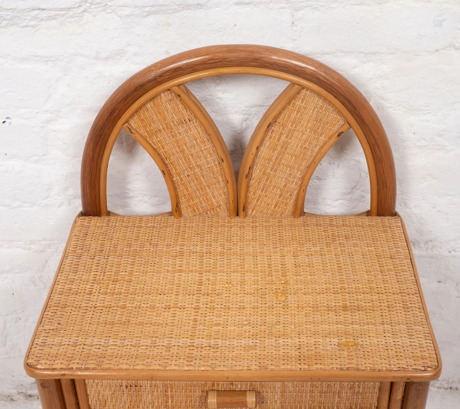 photo for sale Pair Of Vintage Mid Century Bamboo Bedside Tables