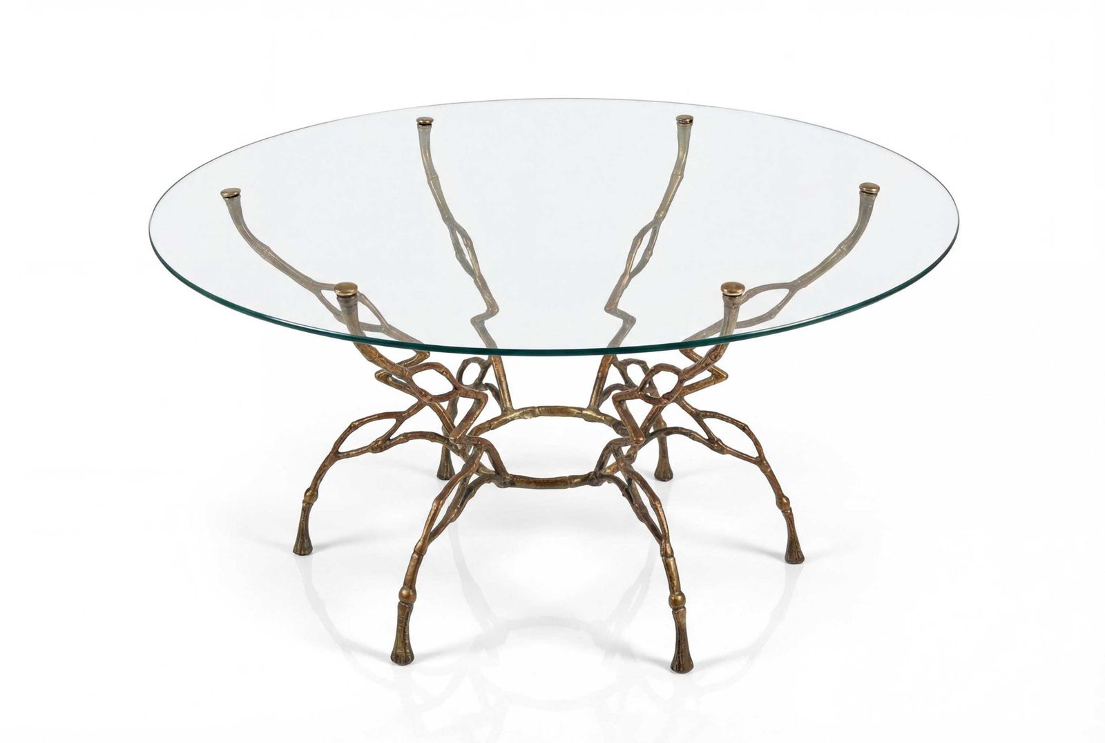 Zigzag Faux Bronze Bamboo Hollywood Regency Coffee Table, 1960s