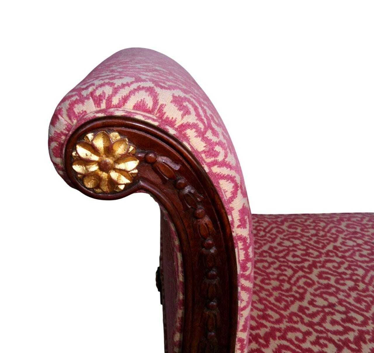 Antique Regency Revival Window Seat, Carved Mahogany Unholstered Double Bench Duet Chair, Vintage Neoclassical Furniture photo buy