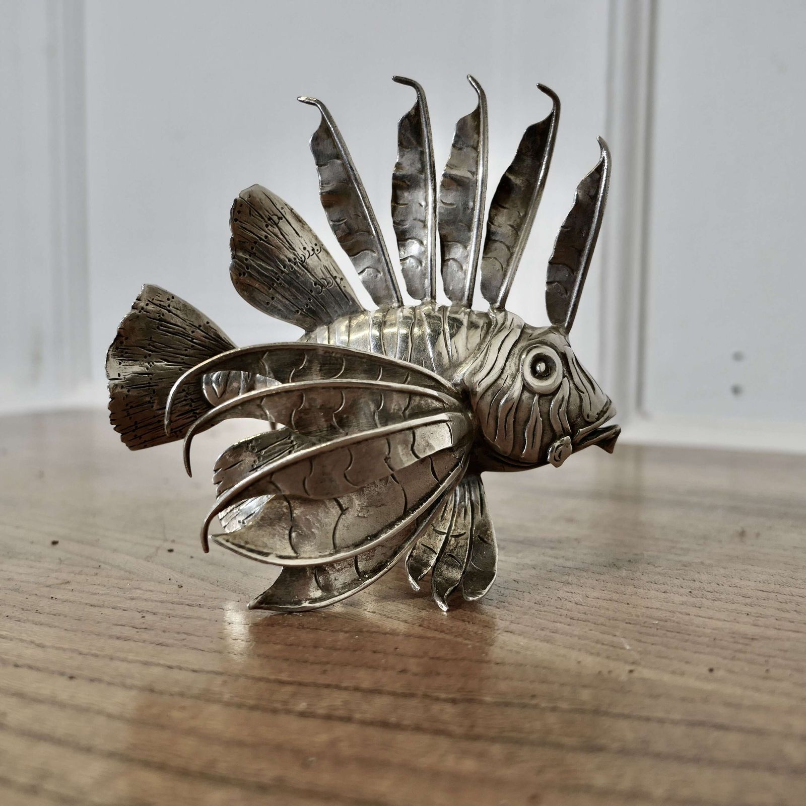 Silver Lion Fish Model Signed By Mario Bucellati photo for sale