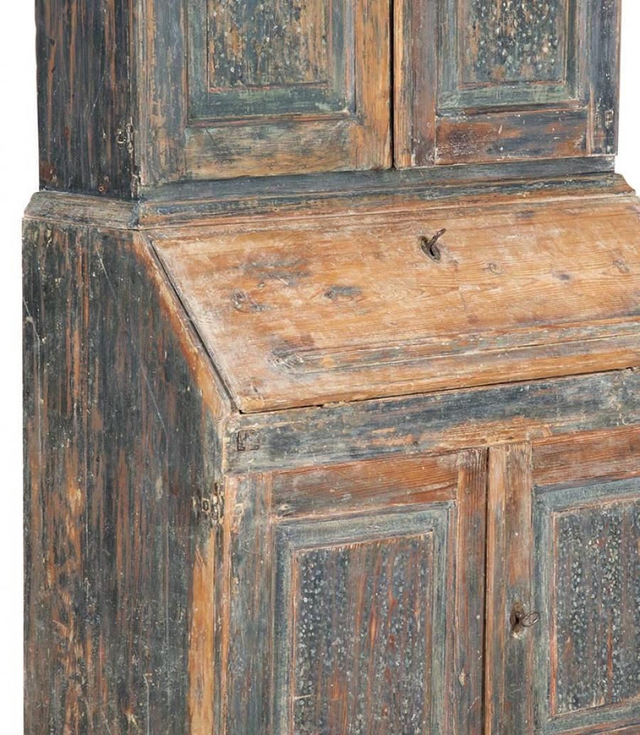19th Century Swedish Folk Art Secretary In Original Paint photo vinterior